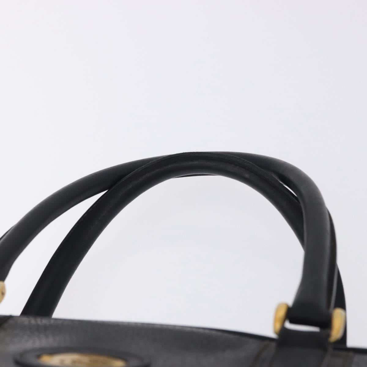 GUCCI Hand Bag Leather Black Gold 000 104 0030 Auth 197725