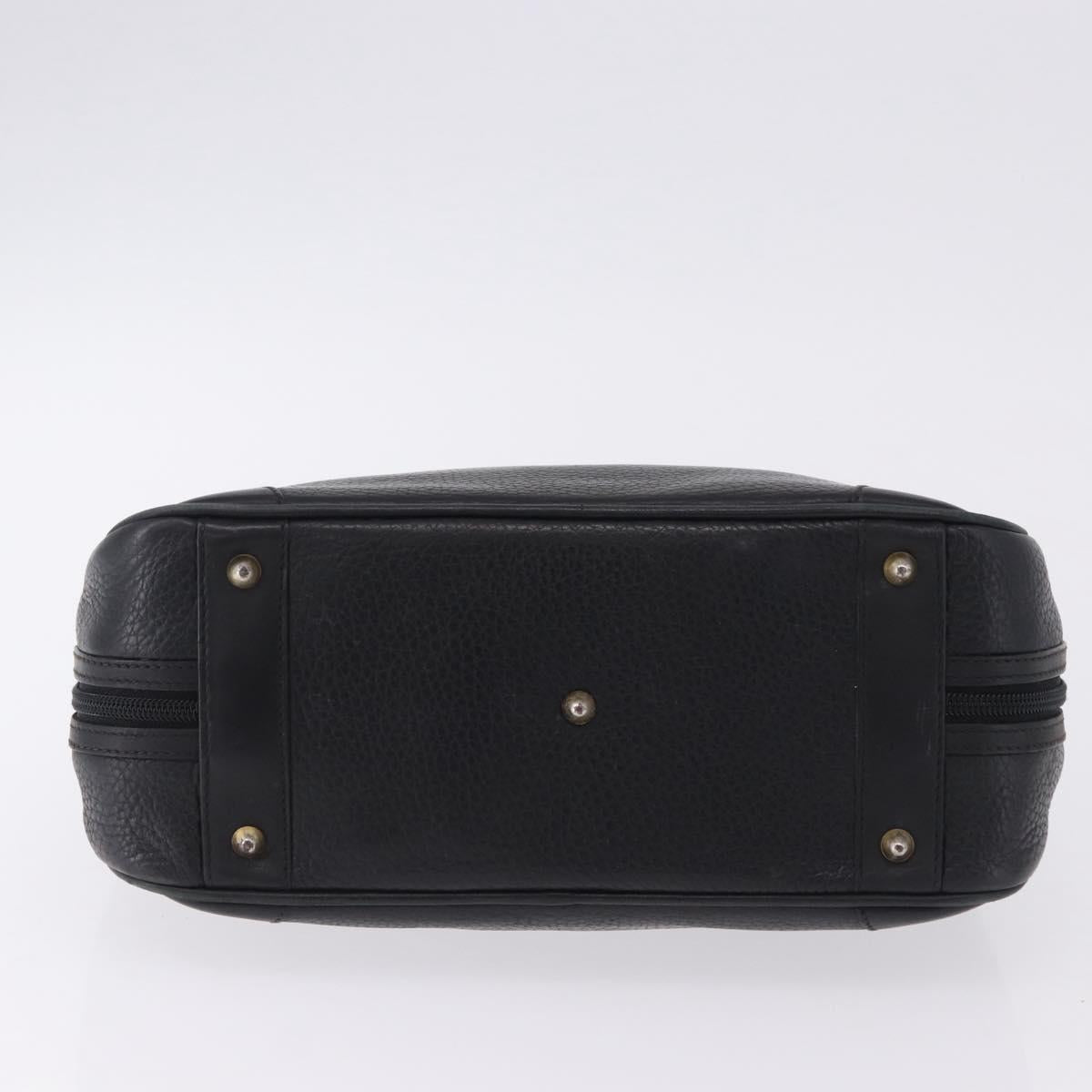GUCCI Hand Bag Leather Black Gold 000 104 0030 Auth 197725
