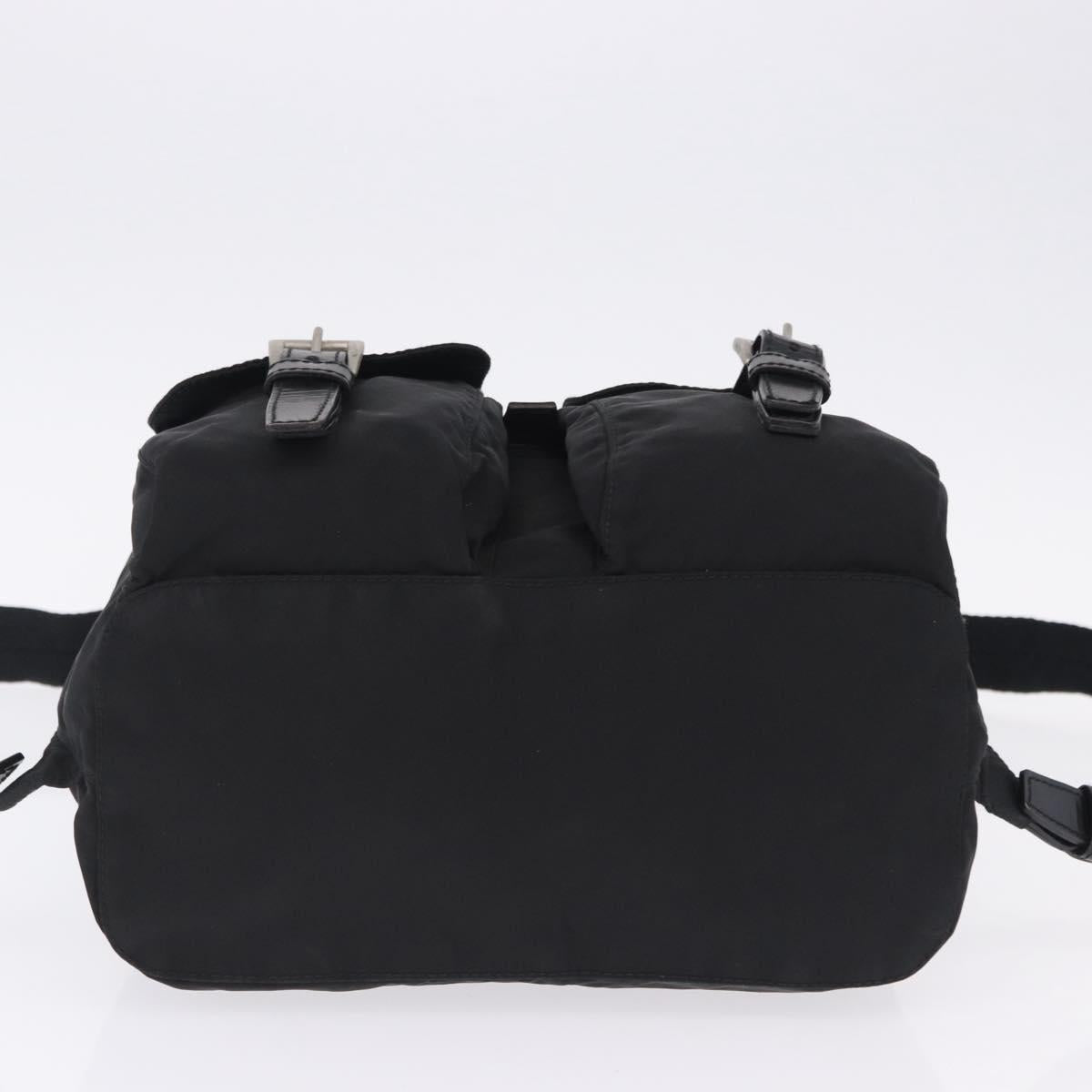 PRADA Backpack Nylon Black Silver Auth 197726A