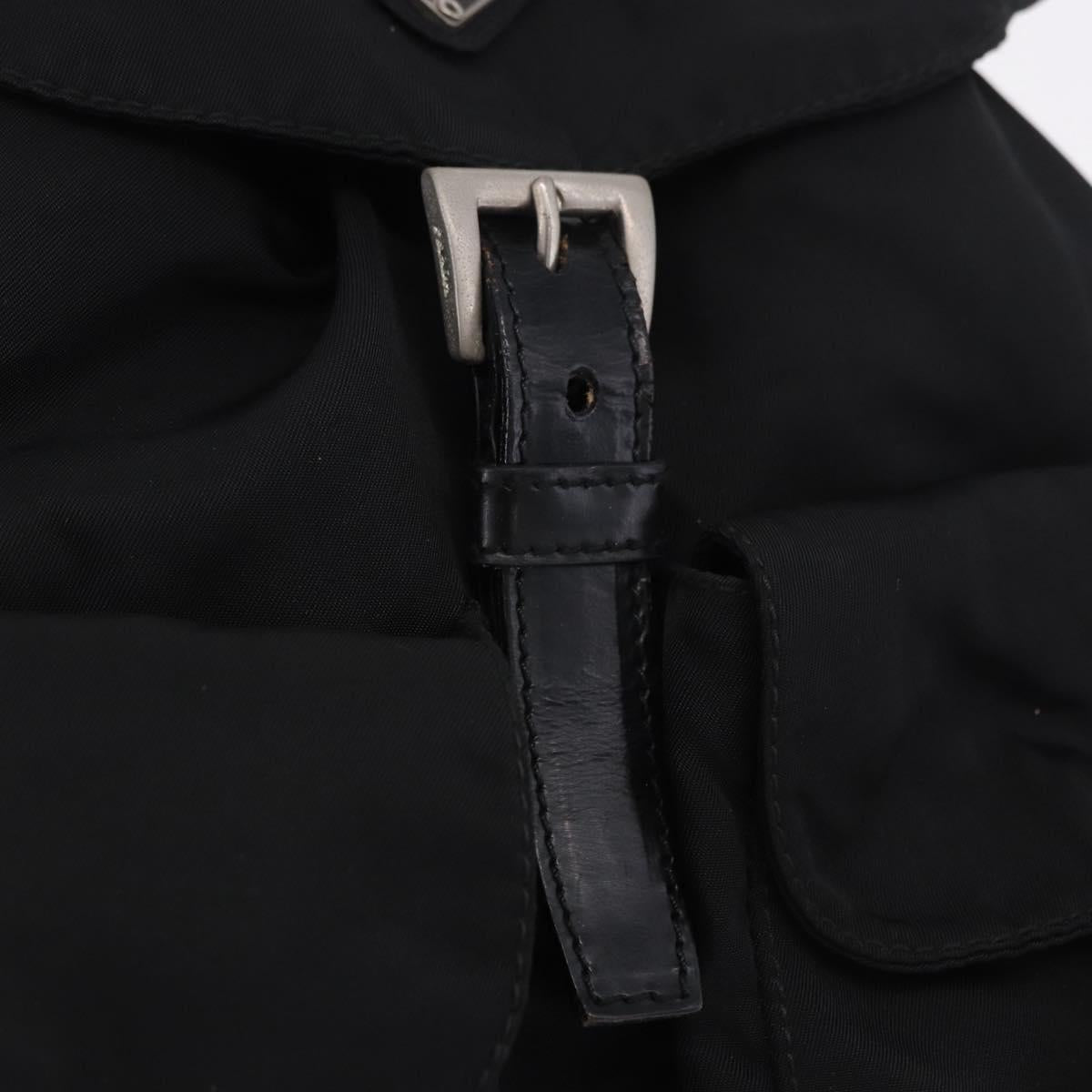 PRADA Backpack Nylon Black Silver Auth 197726A