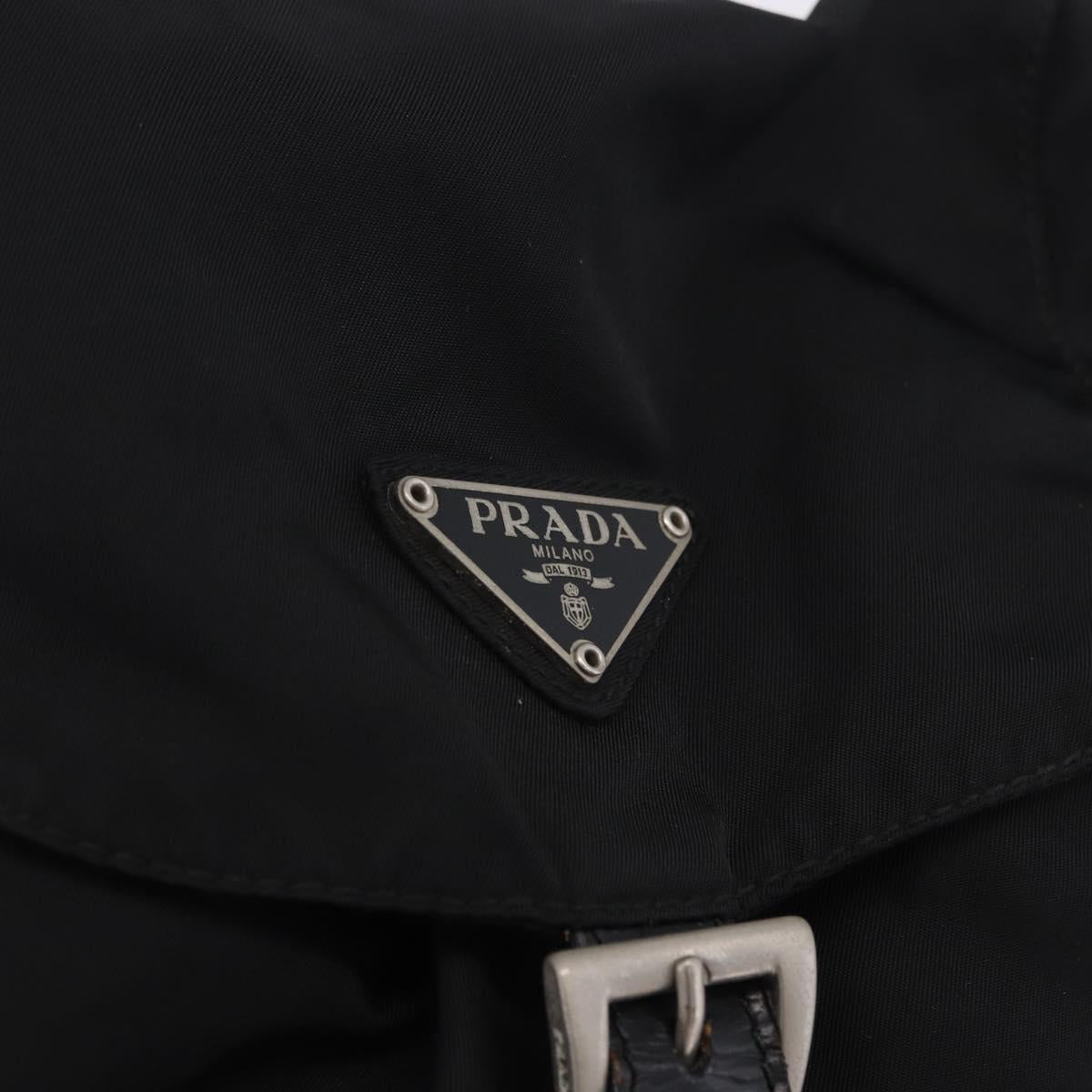 PRADA Backpack Nylon Black Silver Auth 197726A