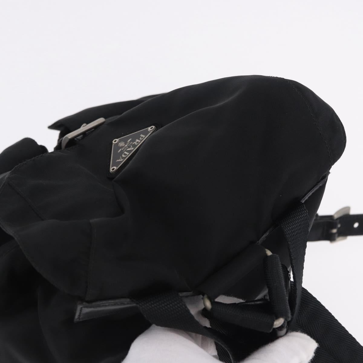 PRADA Backpack Nylon Black Silver Auth 197726A