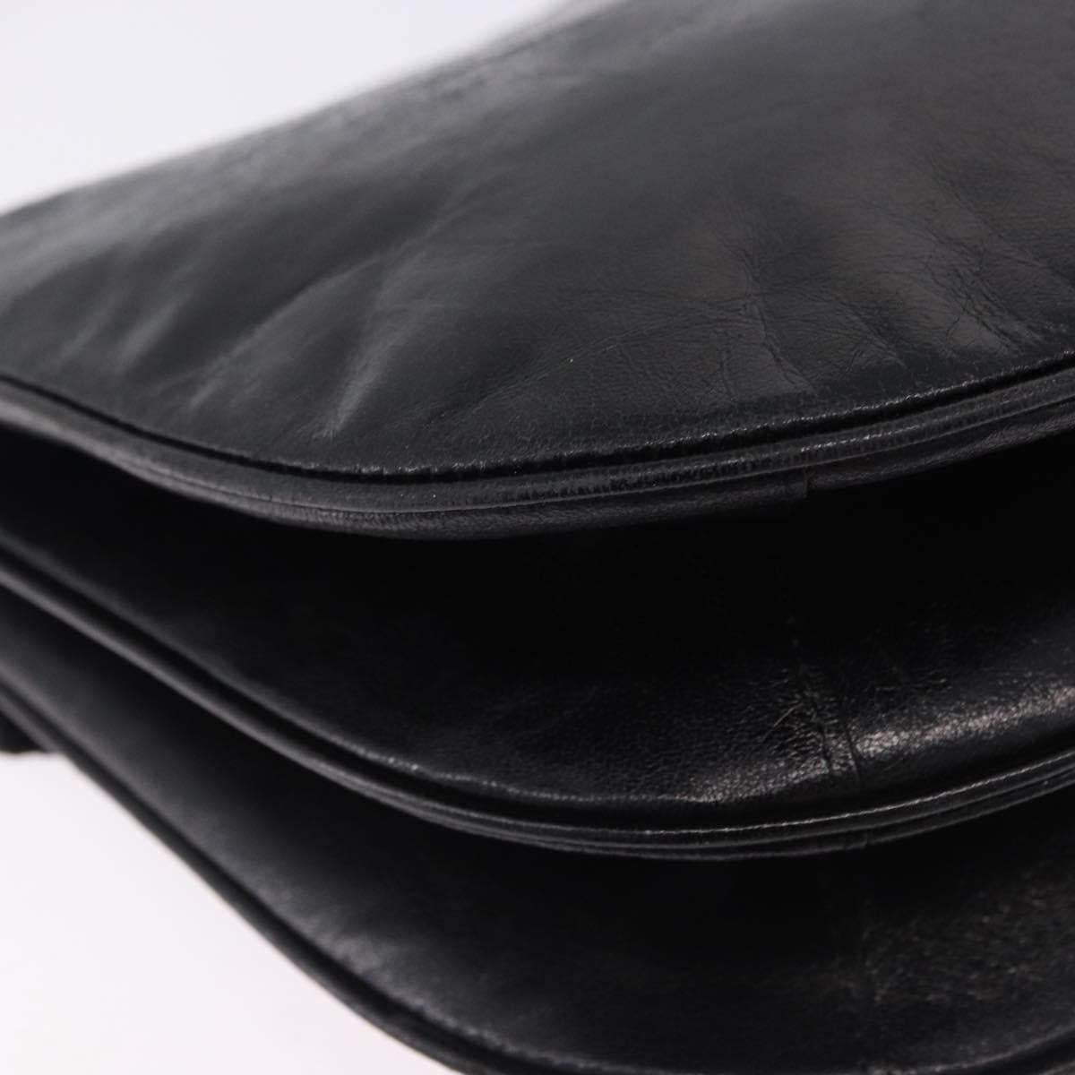 SAINT LAURENT Shoulder Bag Leather Black Auth 197730