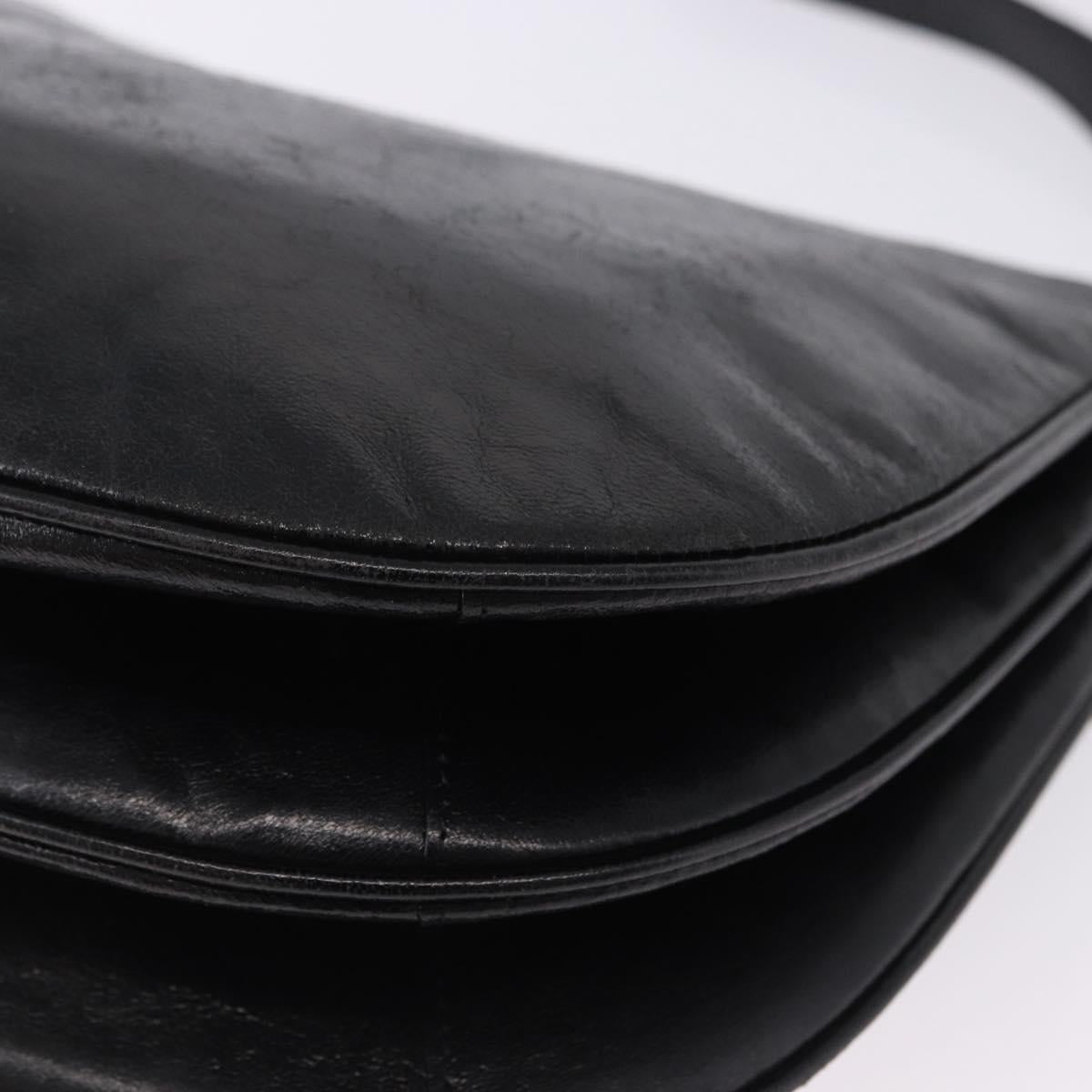 SAINT LAURENT Shoulder Bag Leather Black Auth 197730