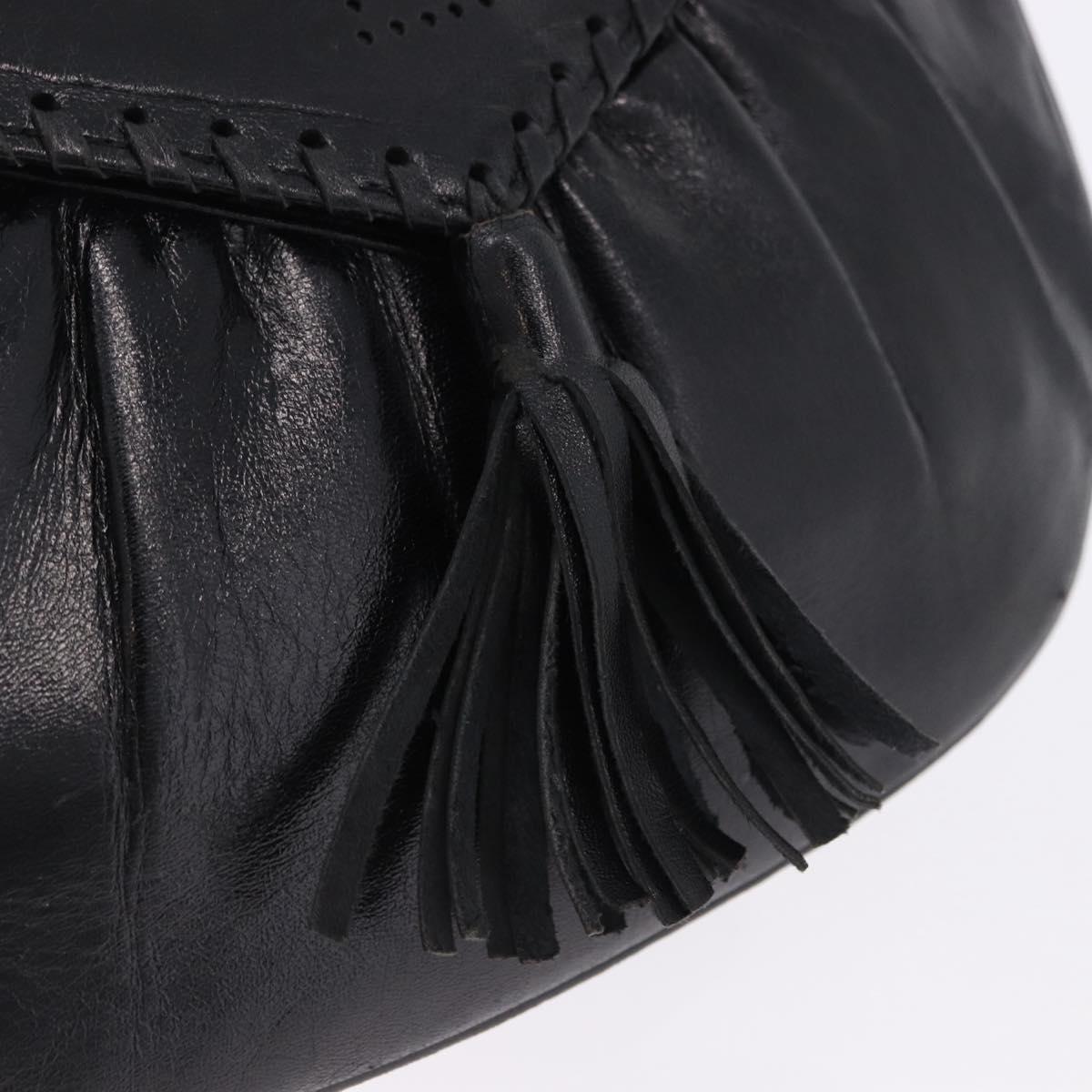 SAINT LAURENT Shoulder Bag Leather Black Auth 197730