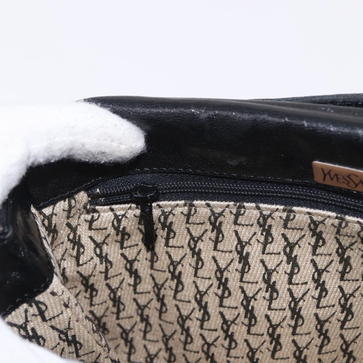 SAINT LAURENT Shoulder Bag Leather Black Auth 197730