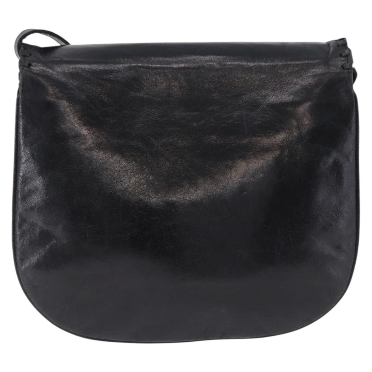 SAINT LAURENT Shoulder Bag Leather Black Auth 197730