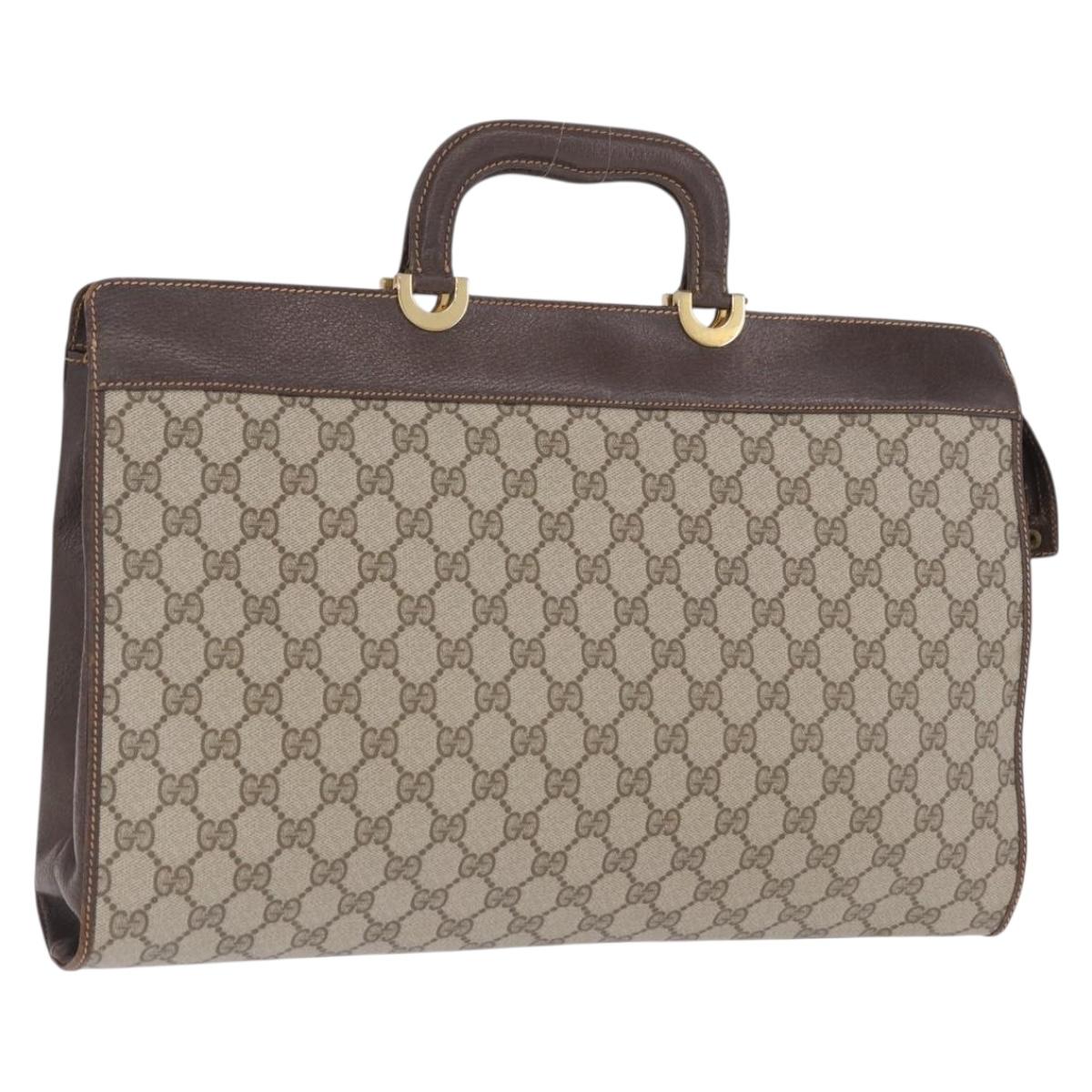 GUCCI GG Supreme Hand Bag PVC Beige Gold Auth 197733