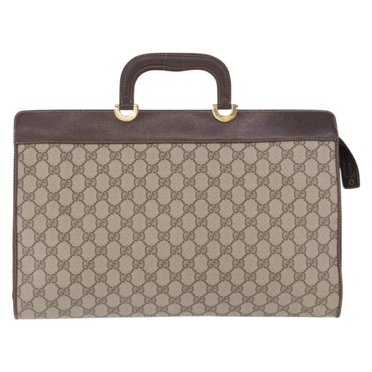 GUCCI GG Supreme Hand Bag PVC Beige Gold Auth 197733