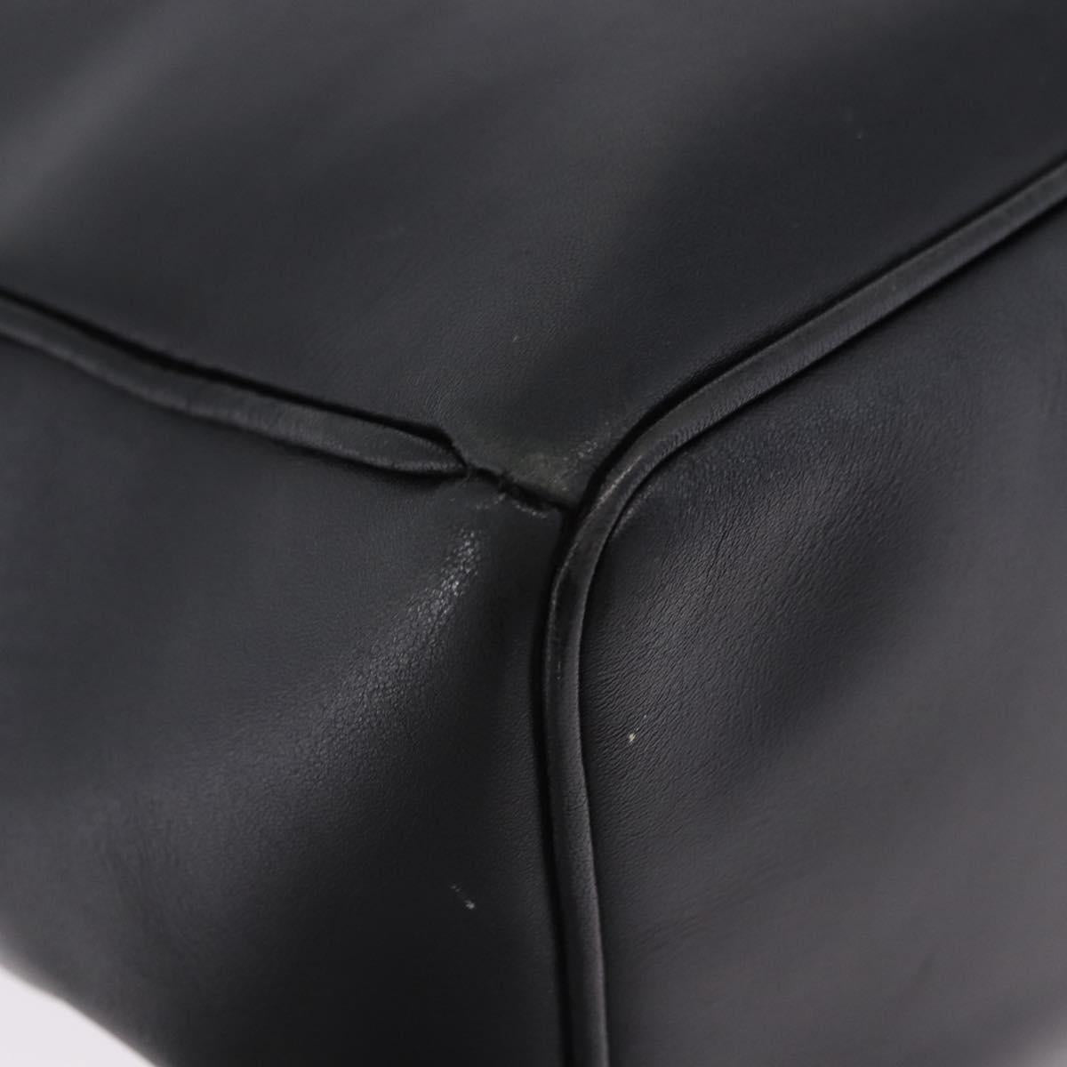Christian Dior Hand Bag Leather Black Gold Auth 197734