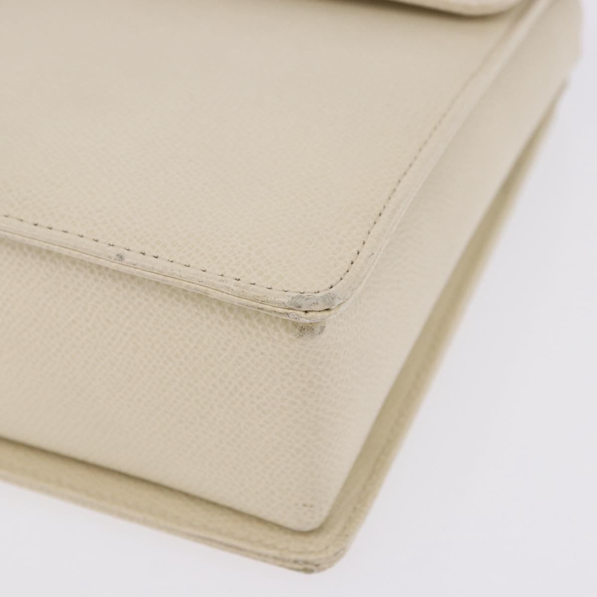 VALENTINO Hand Bag Leather Ivory Gold Auth 197735