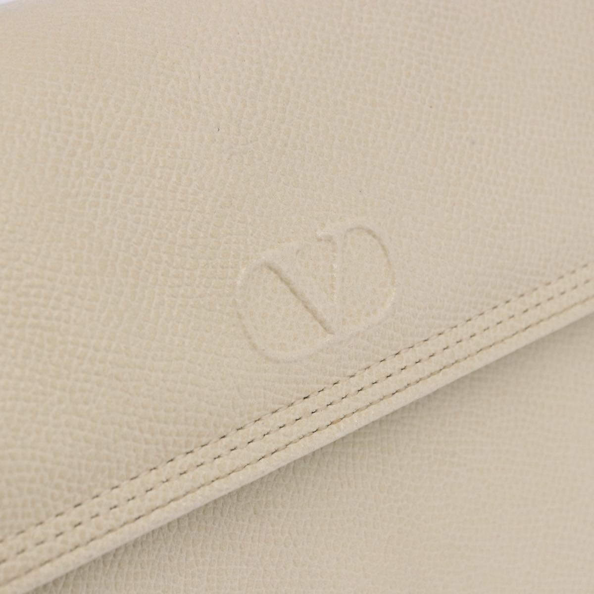 VALENTINO Hand Bag Leather Ivory Gold Auth 197735