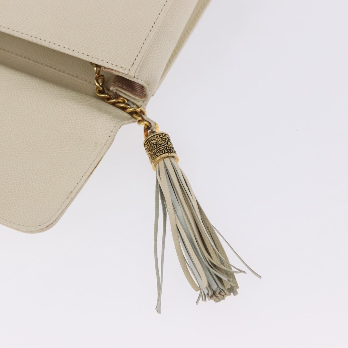 VALENTINO Hand Bag Leather Ivory Gold Auth 197735