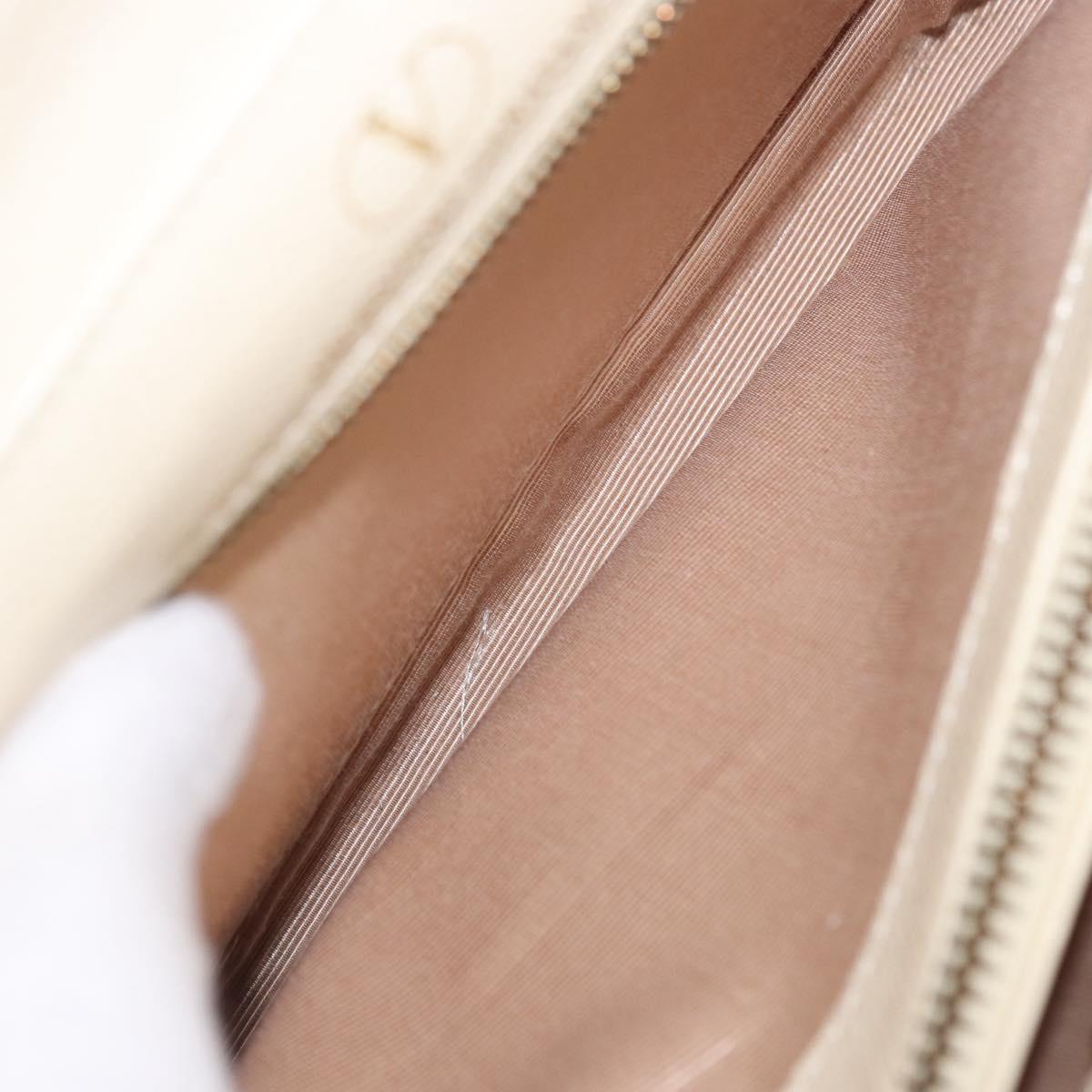 VALENTINO Hand Bag Leather Ivory Gold Auth 197735