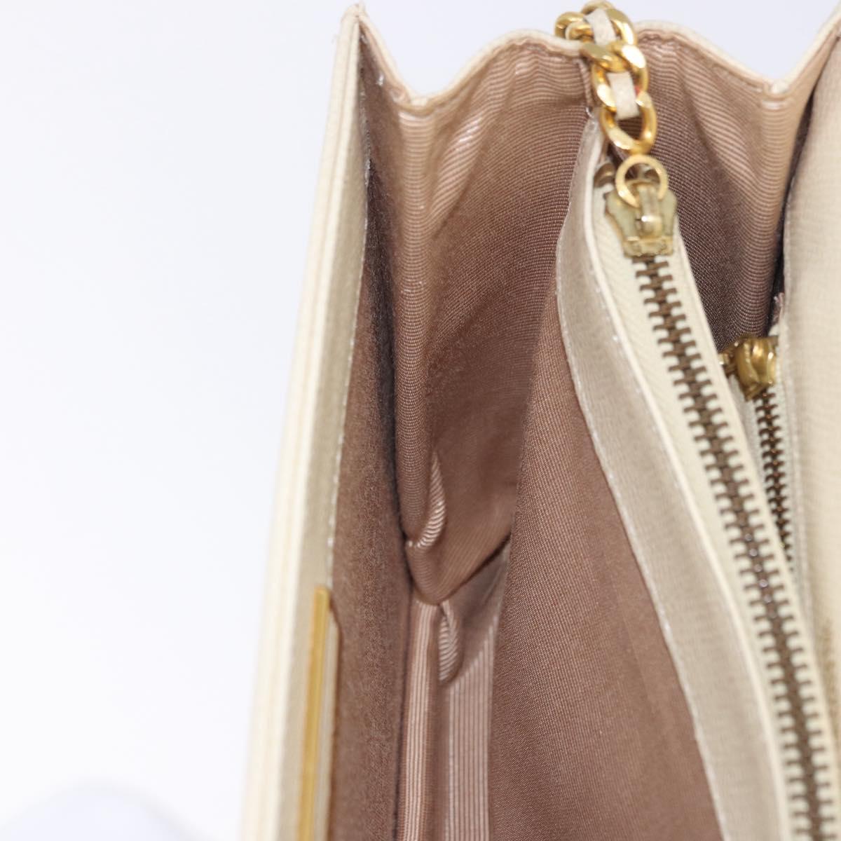 VALENTINO Hand Bag Leather Ivory Gold Auth 197735