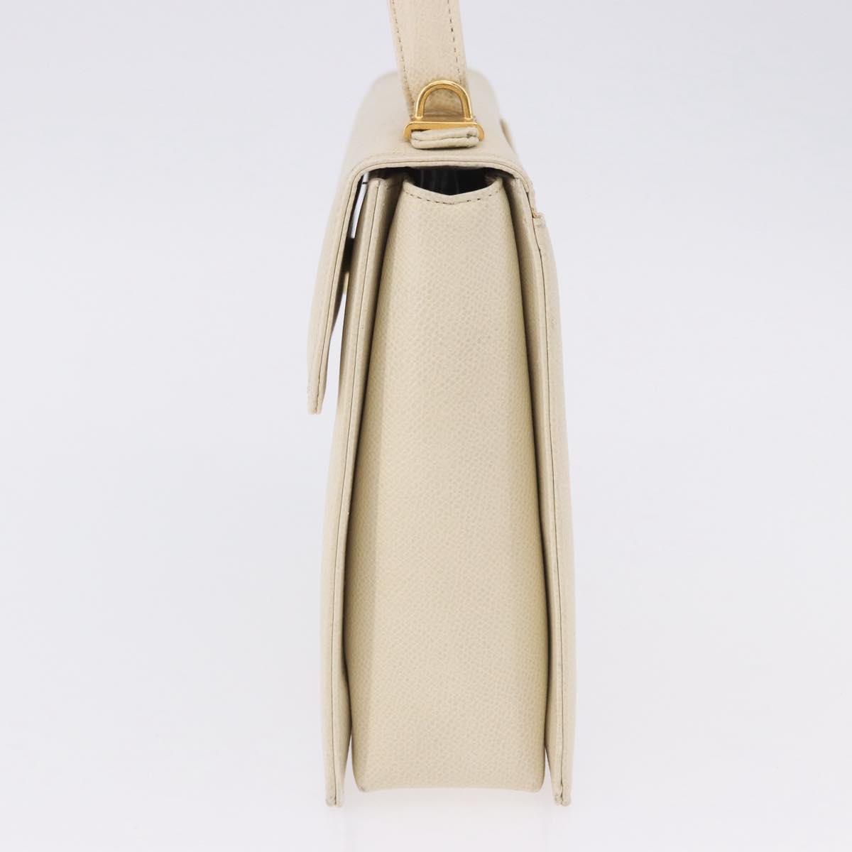 VALENTINO Hand Bag Leather Ivory Gold Auth 197735