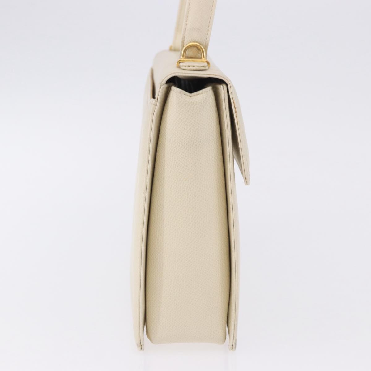 VALENTINO Hand Bag Leather Ivory Gold Auth 197735