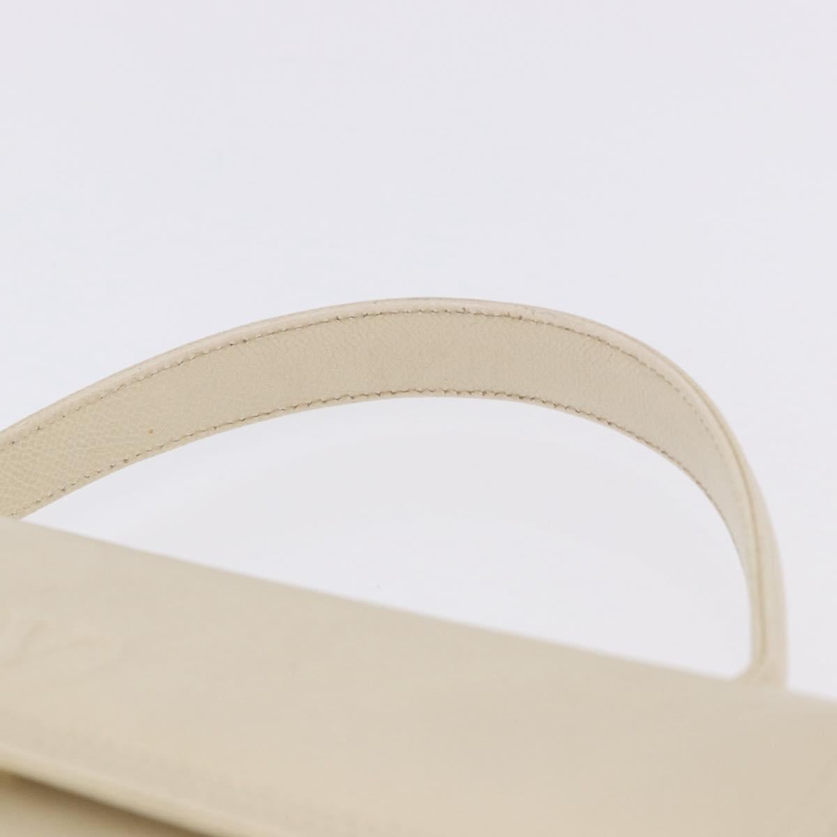 VALENTINO Hand Bag Leather Ivory Gold Auth 197735