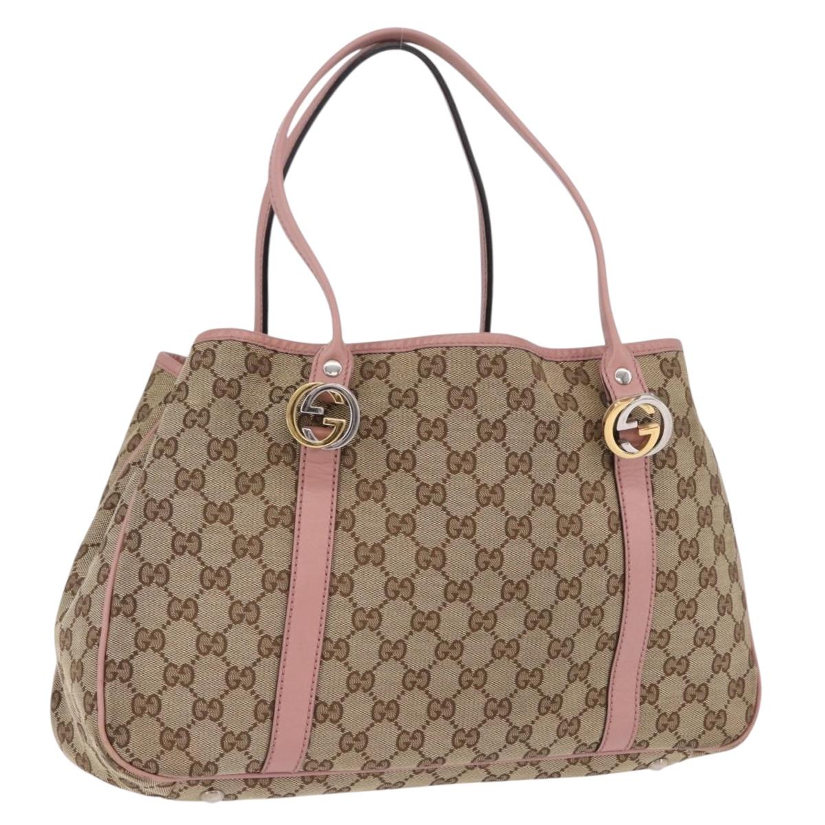GUCCI GG Canvas GG Twins Tote Bag Beige Gold Silver 232957 Auth 197736A
