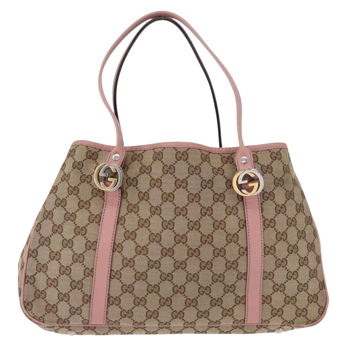 GUCCI GG Canvas GG Twins Tote Bag Beige Gold Silver 232957 Auth 197736A