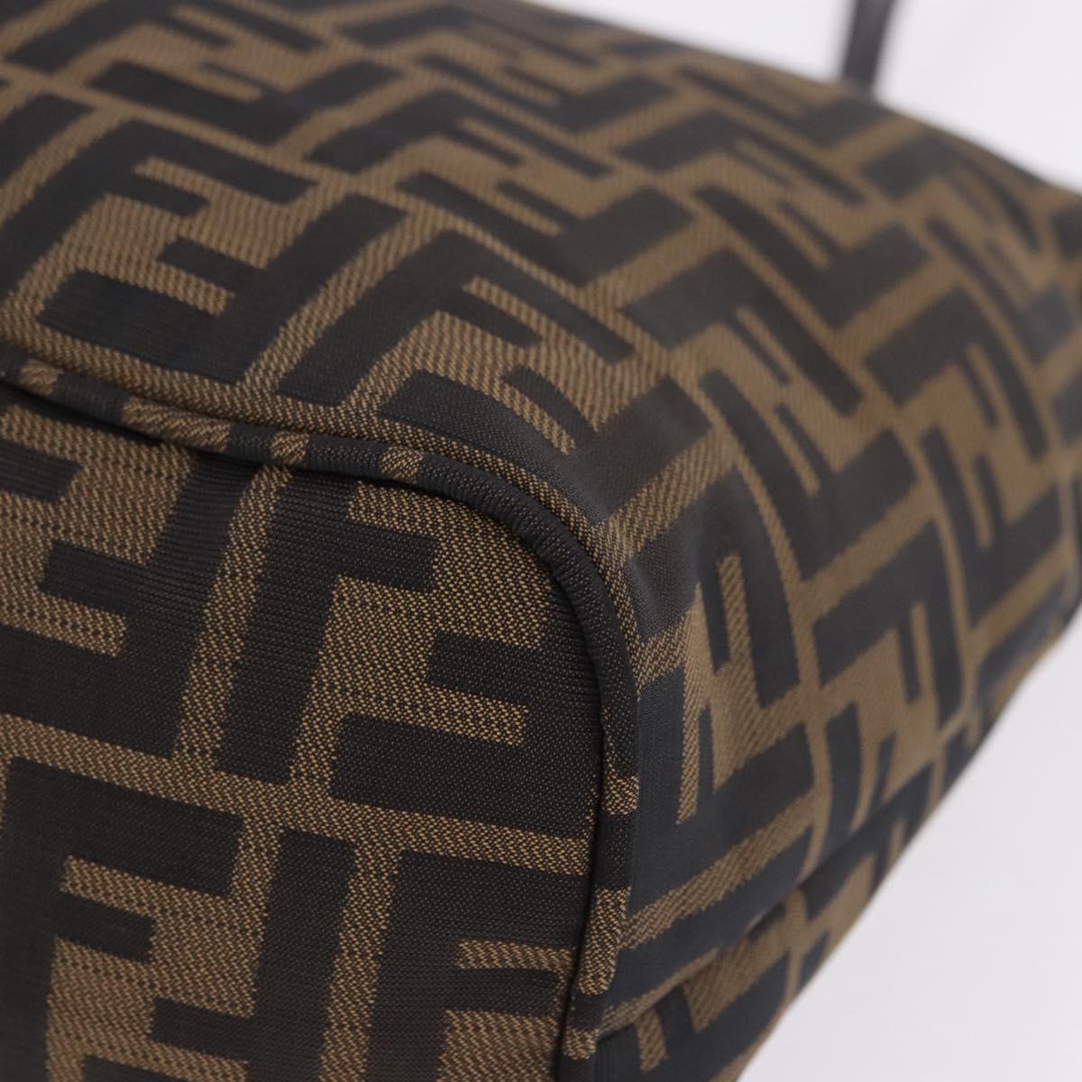 FENDI Zucca Canvas Tote Bag Brown Black Auth 197739A