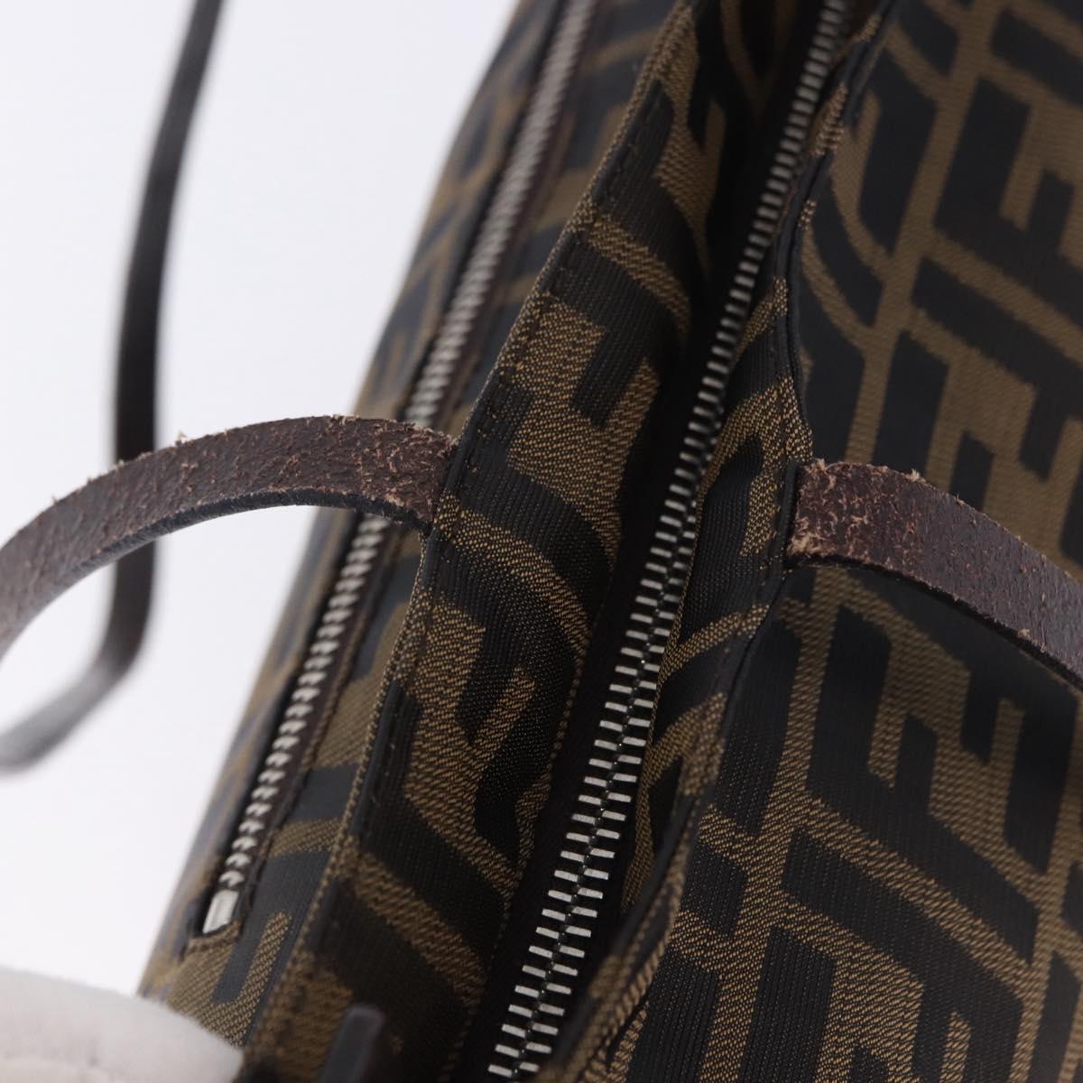FENDI Zucca Canvas Tote Bag Brown Black Auth 197739A