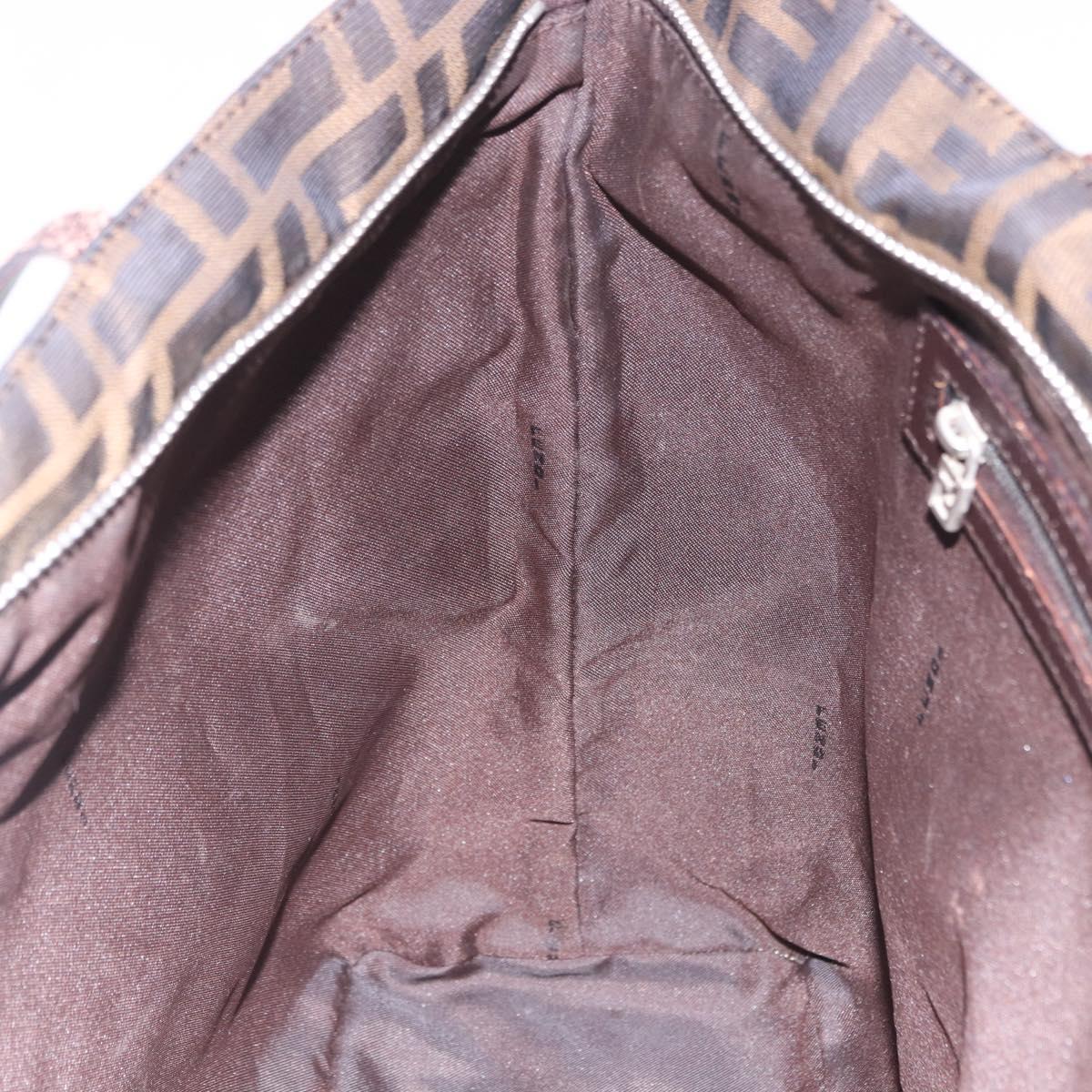 FENDI Zucca Canvas Tote Bag Brown Black Auth 197739A