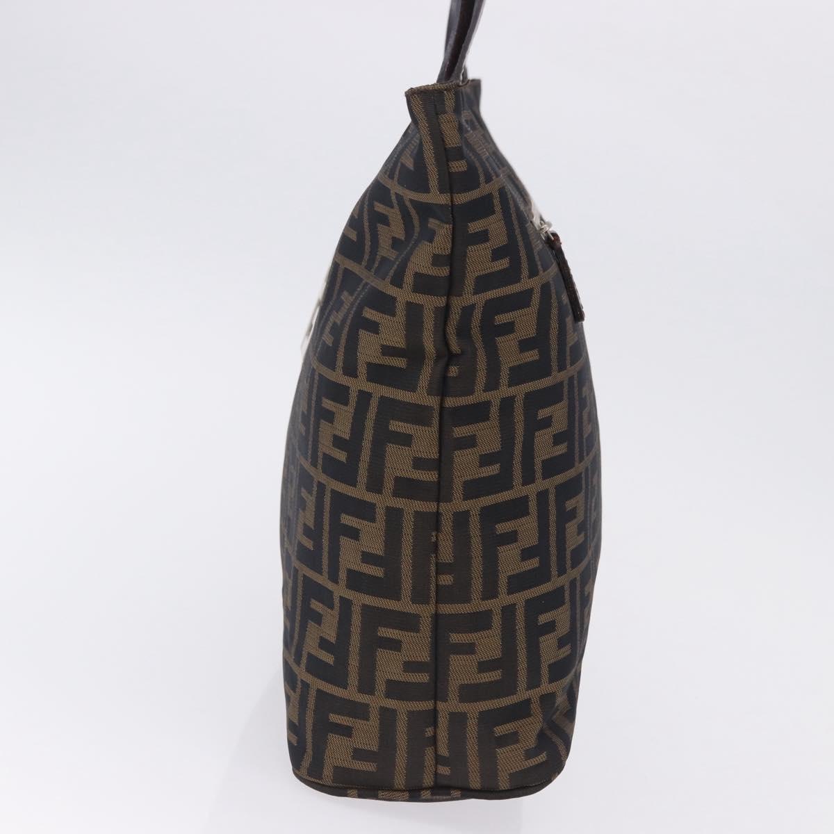 FENDI Zucca Canvas Tote Bag Brown Black Auth 197739A