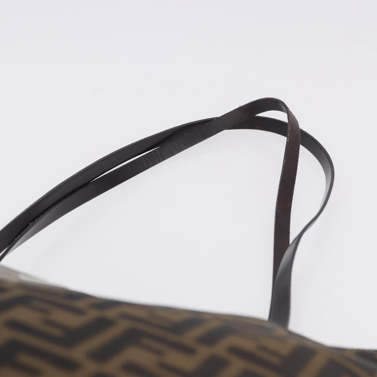 FENDI Zucca Canvas Tote Bag Brown Black Auth 197739A
