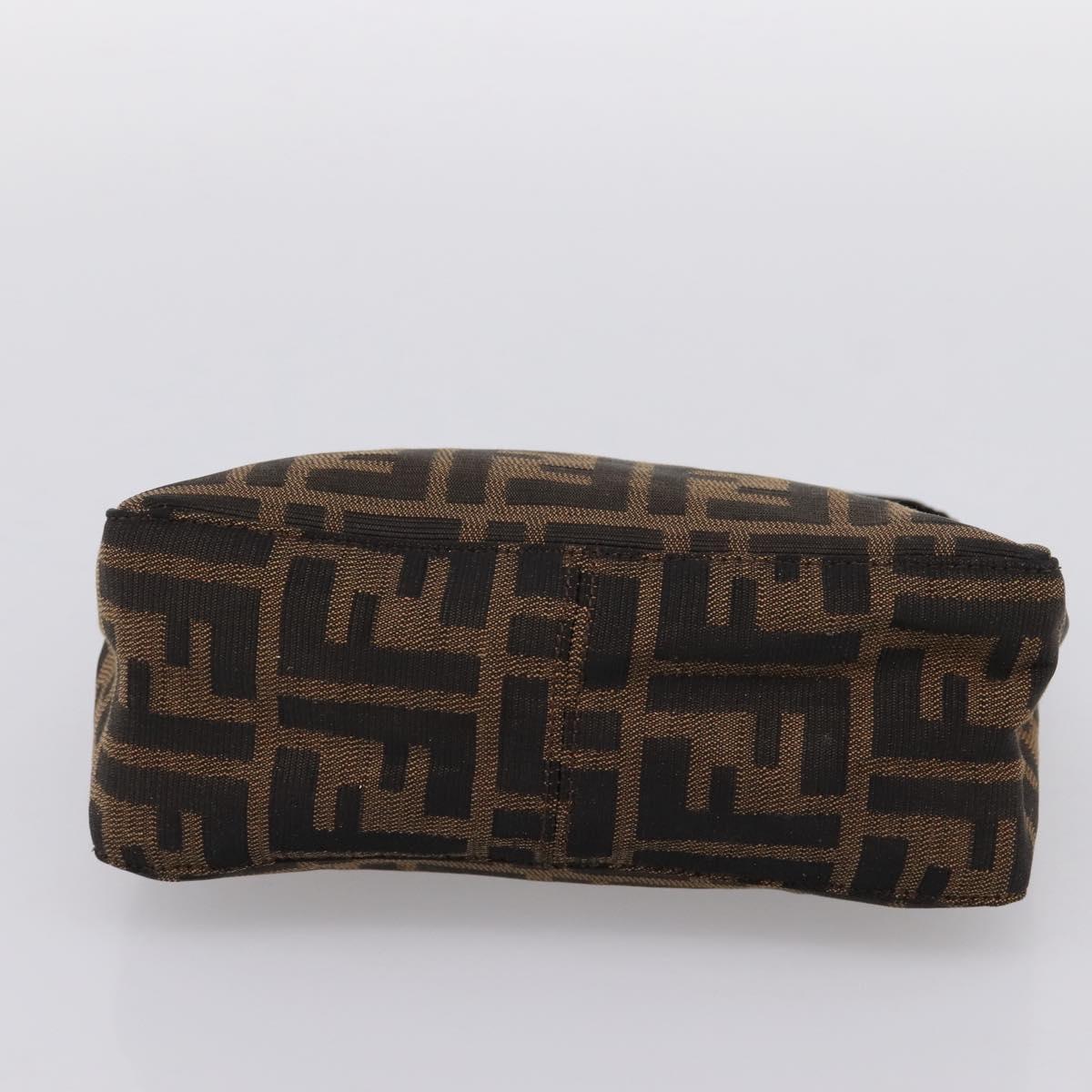 FENDI Zucca Canvas Hand Pouch Black Brown Auth 197741
