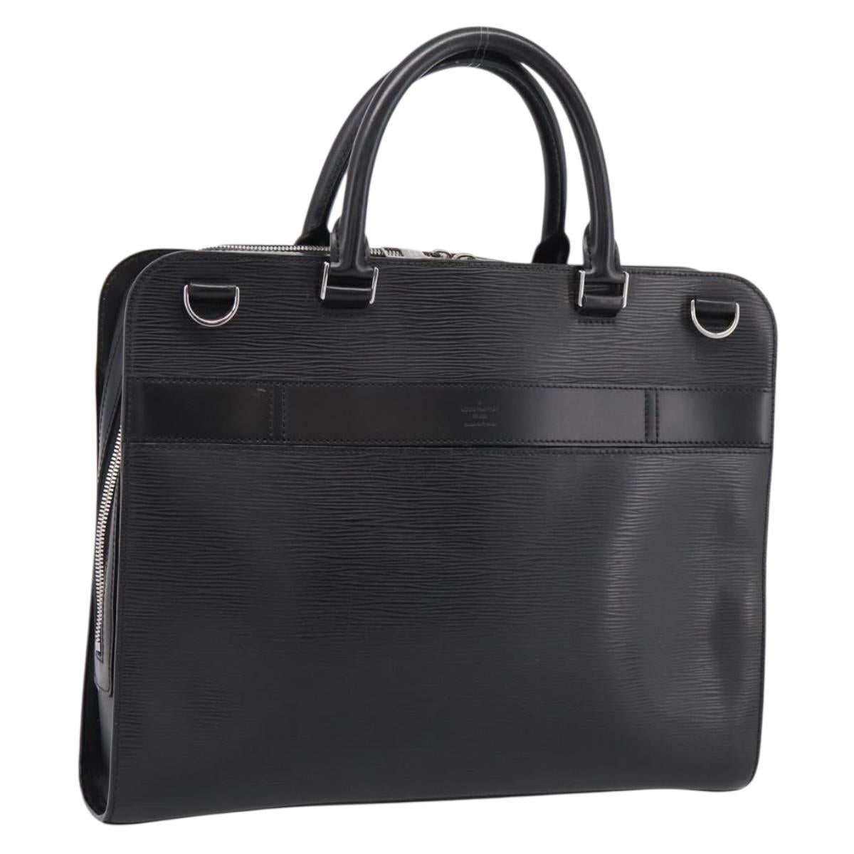 LOUIS VUITTON Epi Bassano GM Business Bag Black M54022 LV Auth 197745