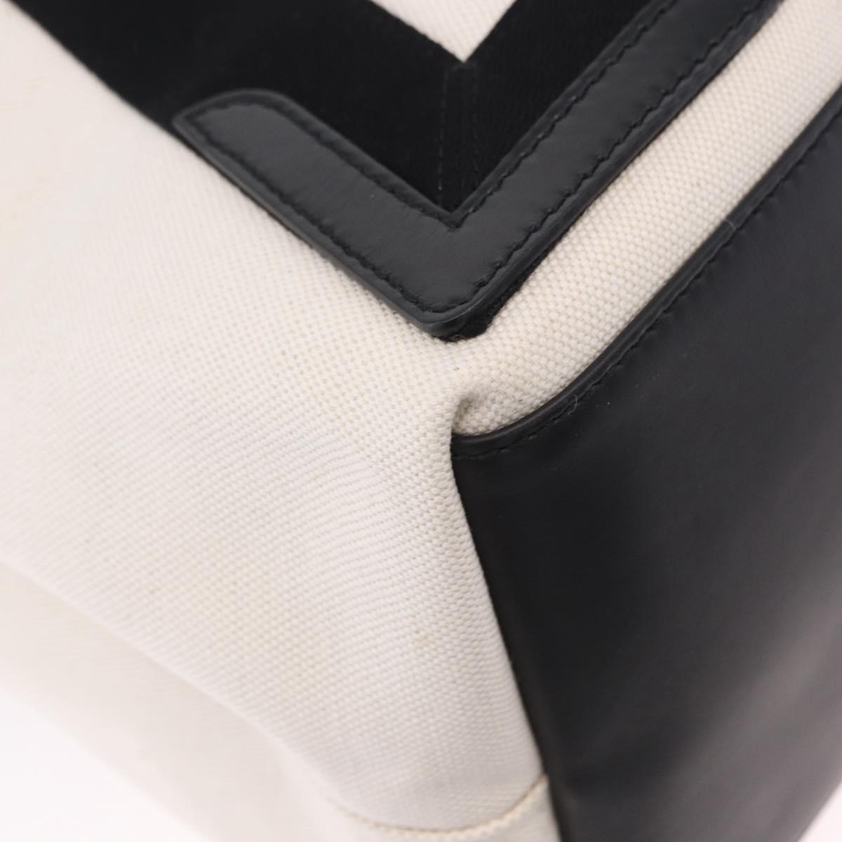 BALENCIAGA Navy Cabas M Hand Bag Canvas White Black 339936 Auth 197751V