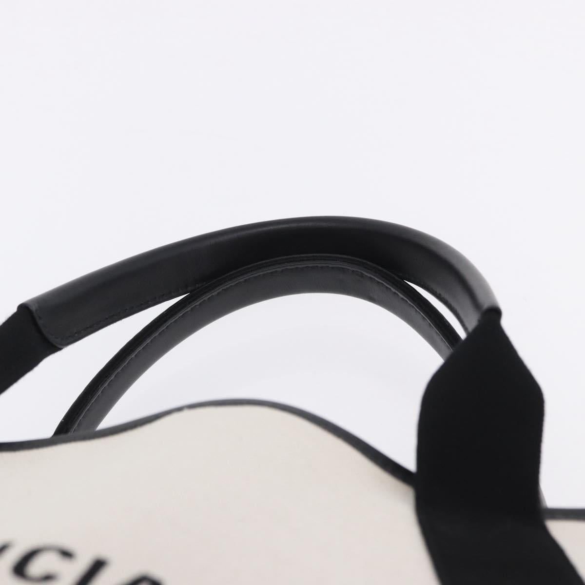 BALENCIAGA Navy Cabas M Hand Bag Canvas White Black 339936 Auth 197751V