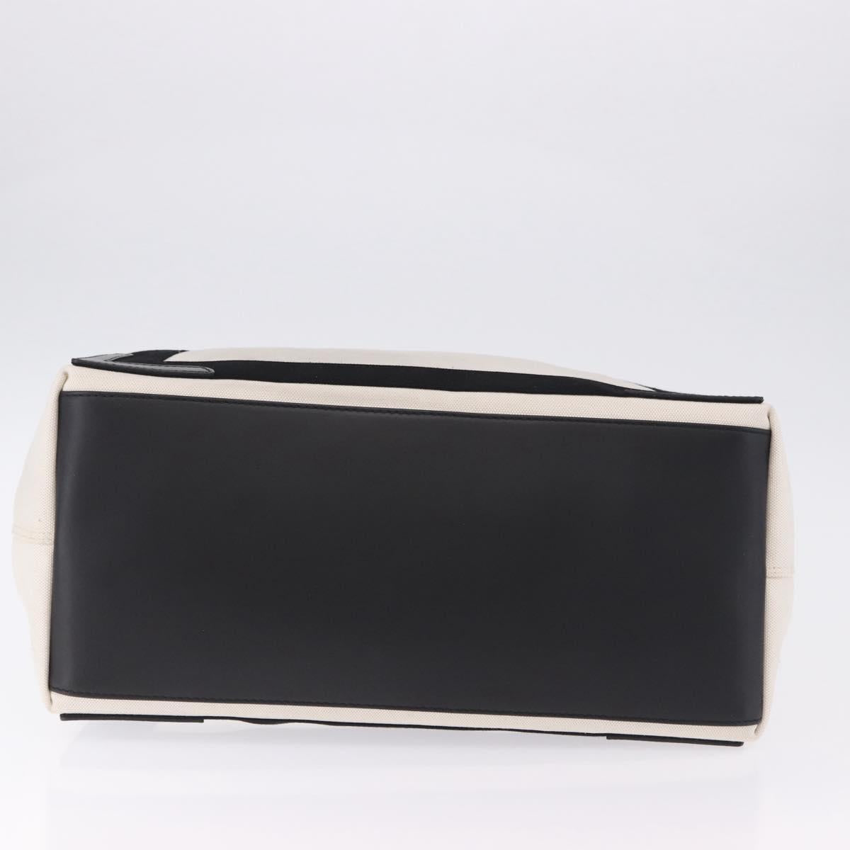 BALENCIAGA Navy Cabas M Hand Bag Canvas White Black 339936 Auth 197751V
