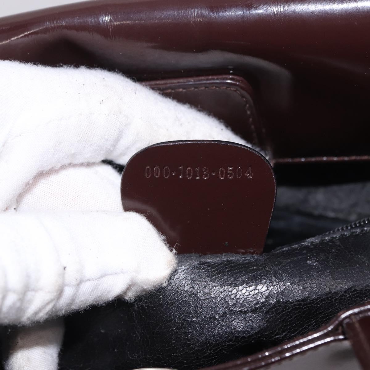 GUCCI Interlocking Bag Patent Leather Bordeaux Silver 000 1013 0504 Auth 197752