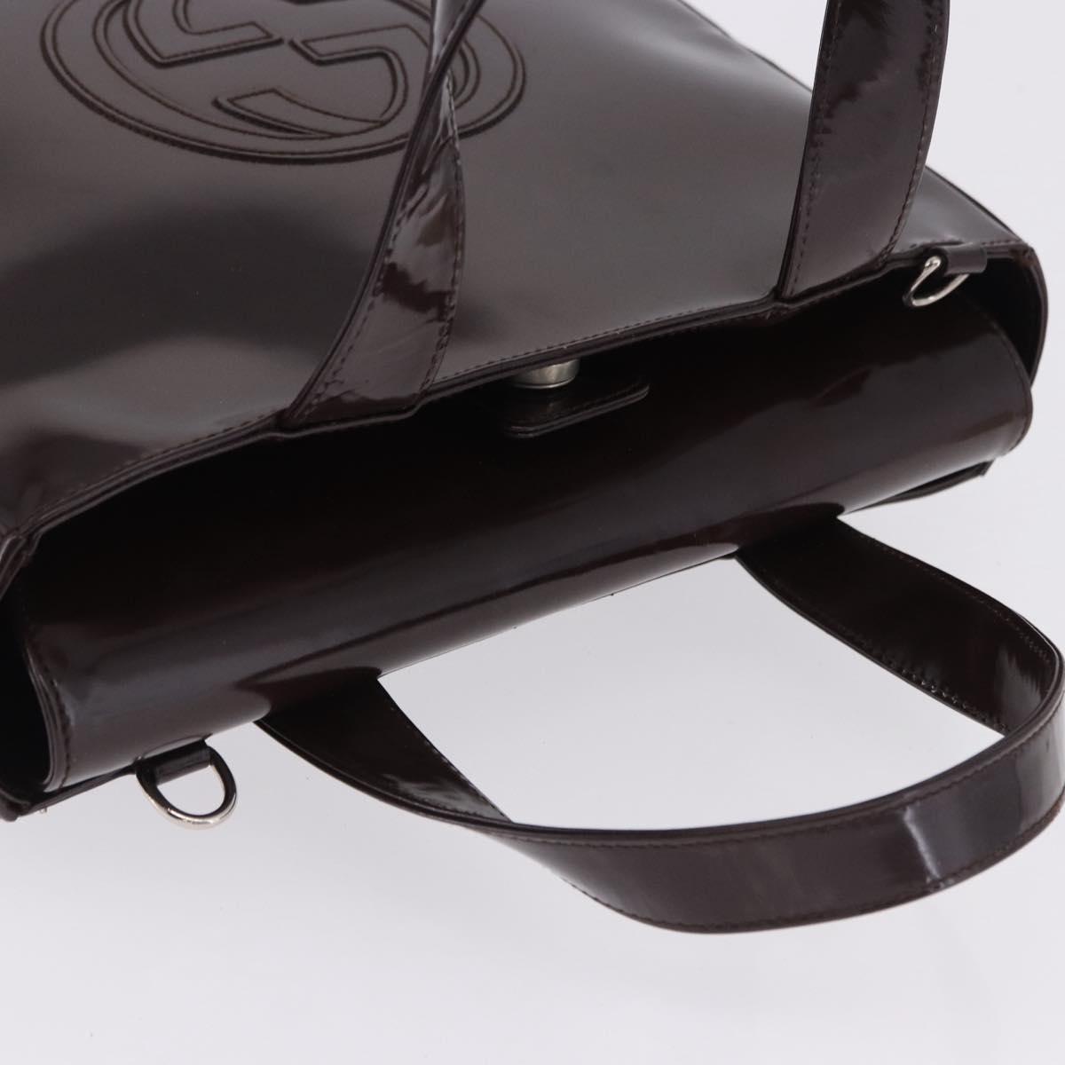 GUCCI Interlocking Bag Patent Leather Bordeaux Silver 000 1013 0504 Auth 197752