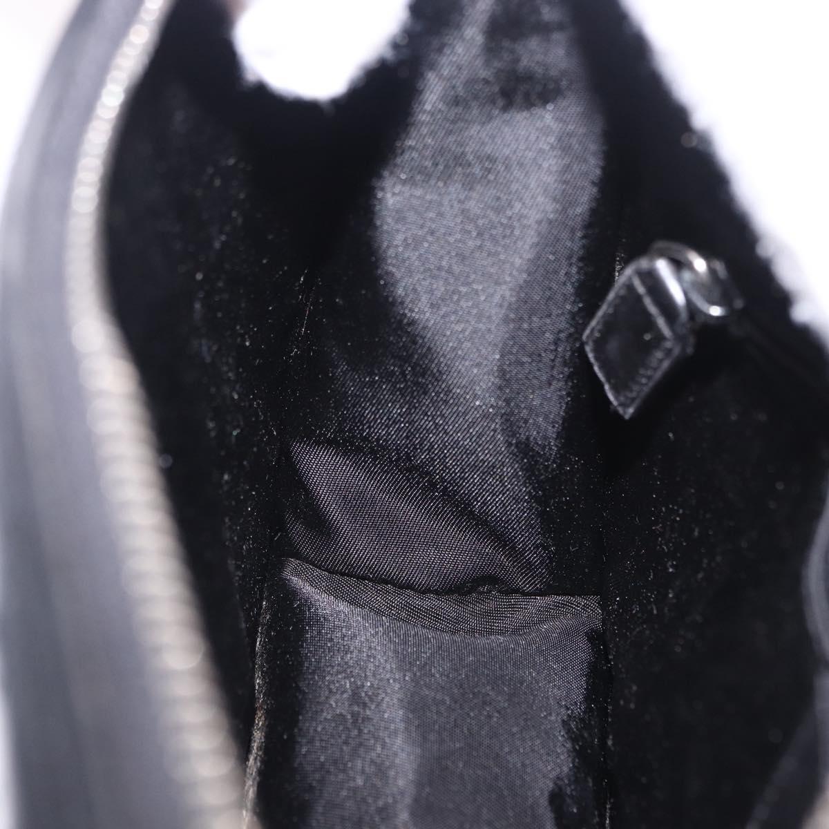 Christian Dior Hand Bag Patent Leather Black White Silver Auth 197758
