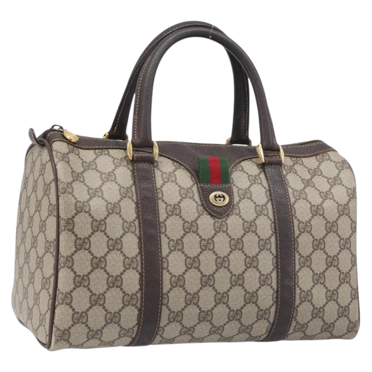 GUCCI GG Supreme Web Sherry Line Hand Bag PVC Beige Gold 40 02 007 Auth 197765