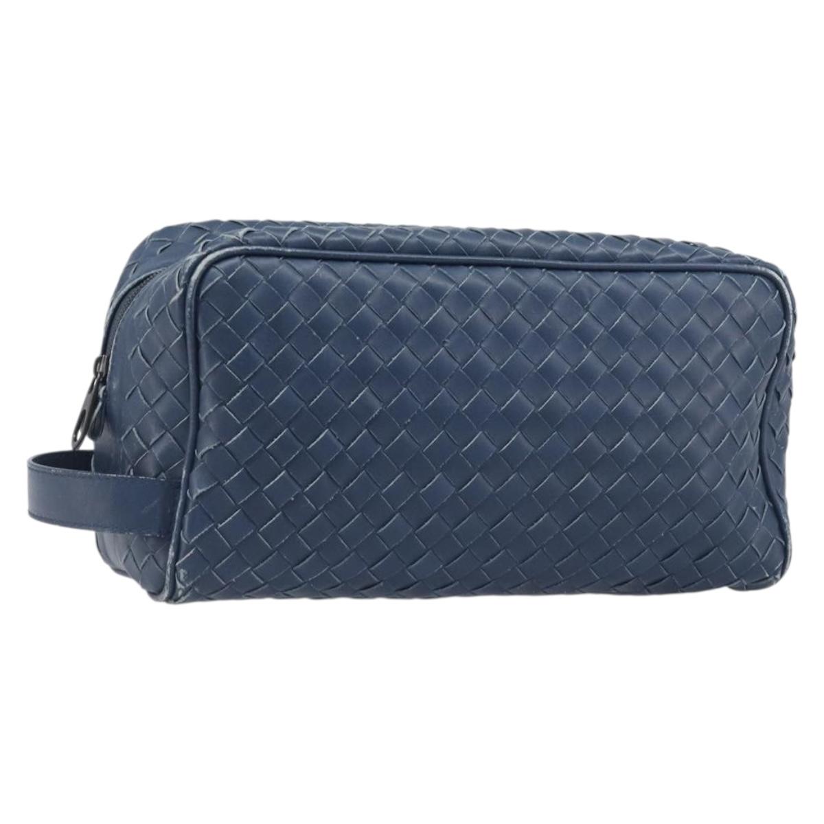 BOTTEGA VENETA INTRECCIATO Clutch Bag Leather Navy Auth 197768