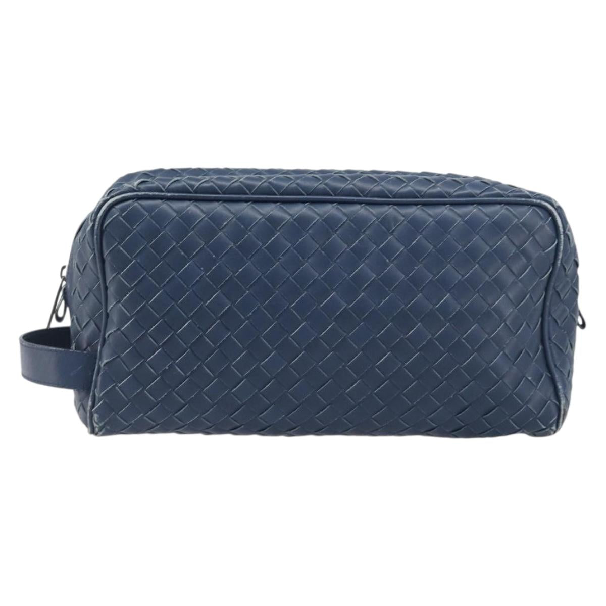 BOTTEGA VENETA INTRECCIATO Clutch Bag Leather Navy Auth 197768