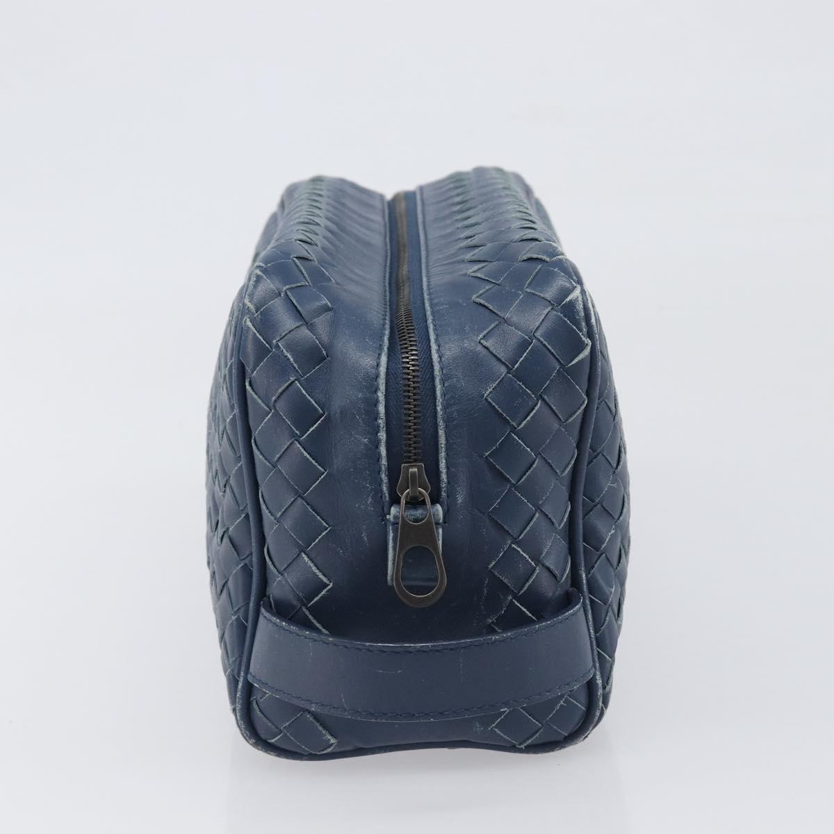 BOTTEGA VENETA INTRECCIATO Clutch Bag Leather Navy Auth 197768