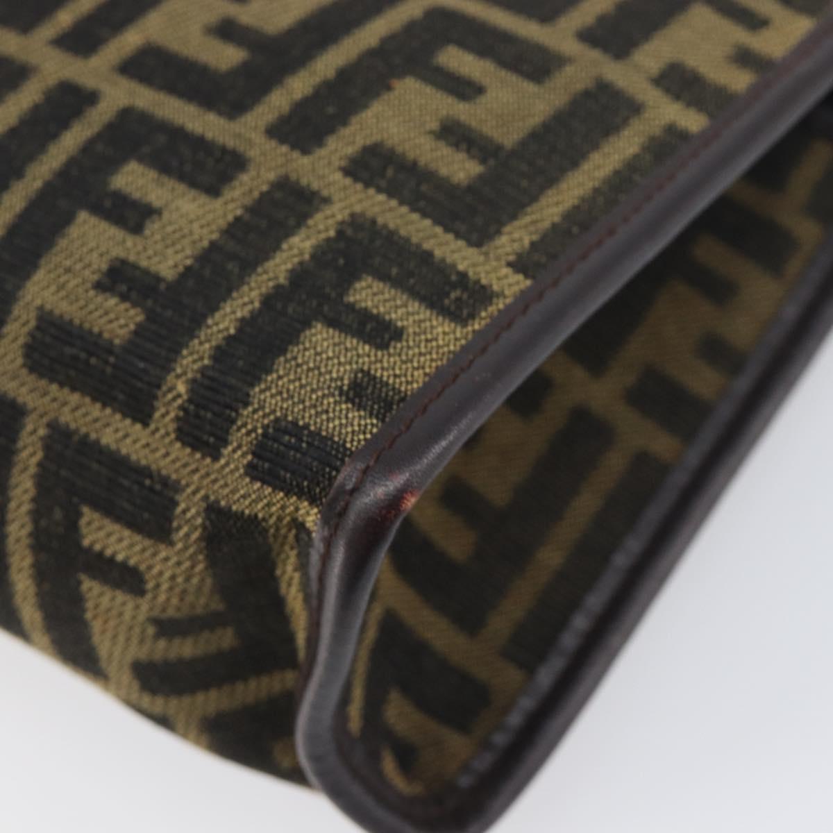 FENDI Zucca Canvas Clutch Bag Black Brown Auth 197770