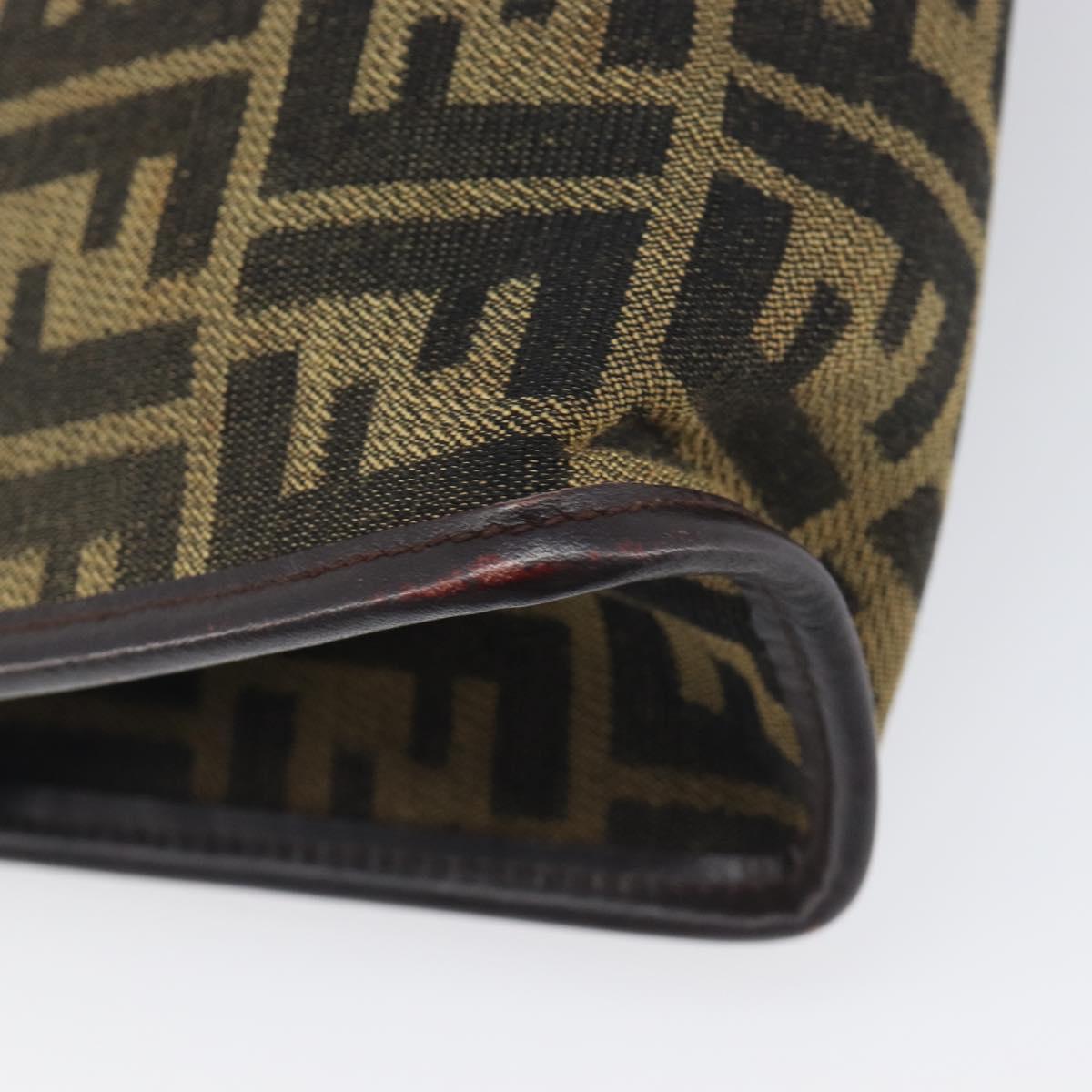 FENDI Zucca Canvas Clutch Bag Black Brown Auth 197770