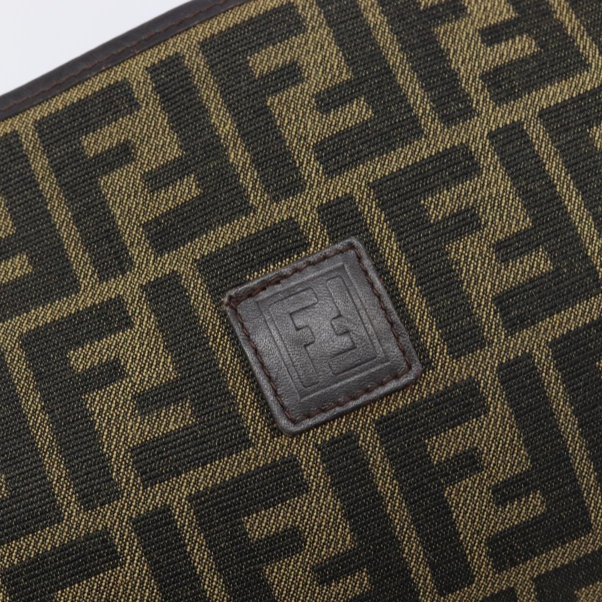 FENDI Zucca Canvas Clutch Bag Black Brown Auth 197770