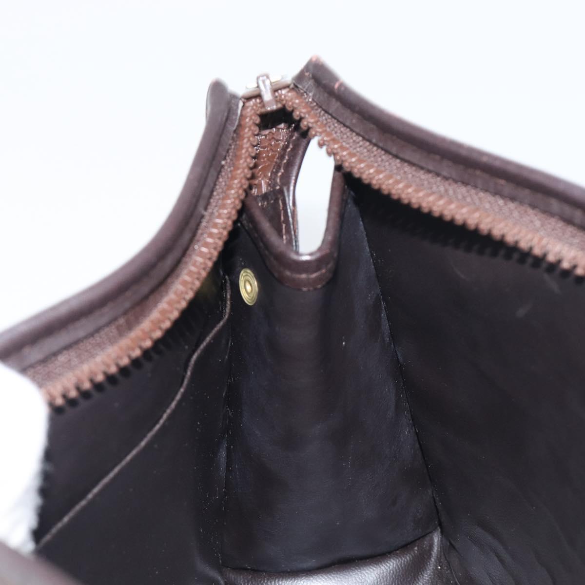 FENDI Zucca Canvas Clutch Bag Black Brown Auth 197770