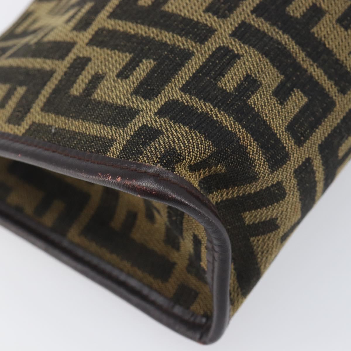 FENDI Zucca Canvas Clutch Bag Black Brown Auth 197770