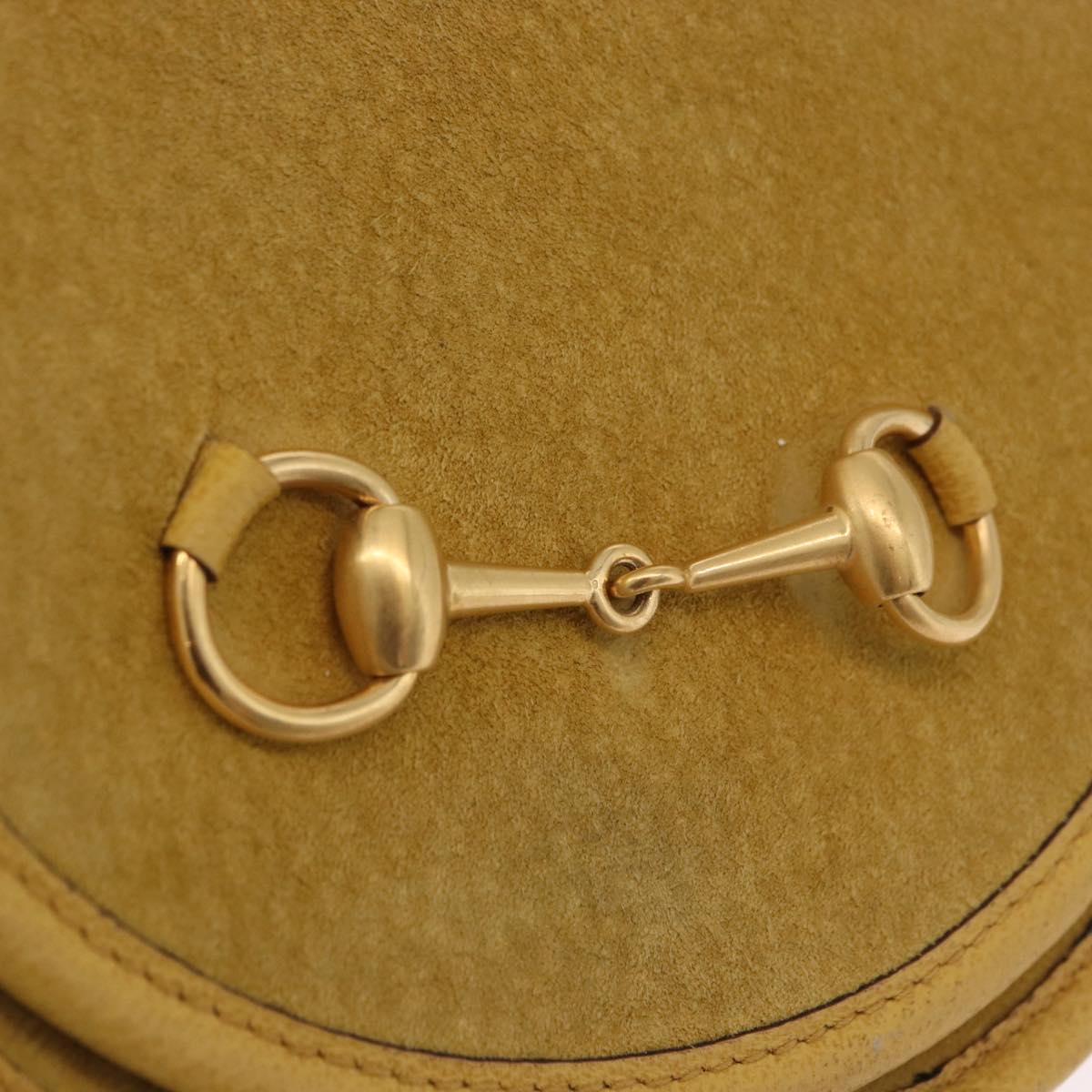 GUCCI Horsebit Waist bag Suede Yellow Gold Auth 197772