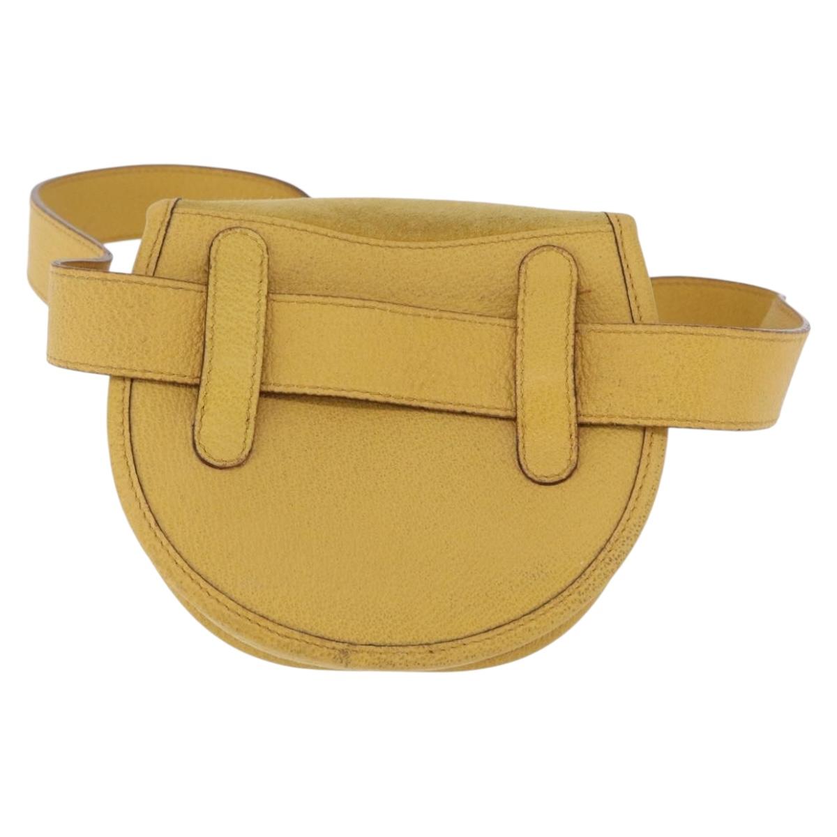 GUCCI Horsebit Waist bag Suede Yellow Gold Auth 197772