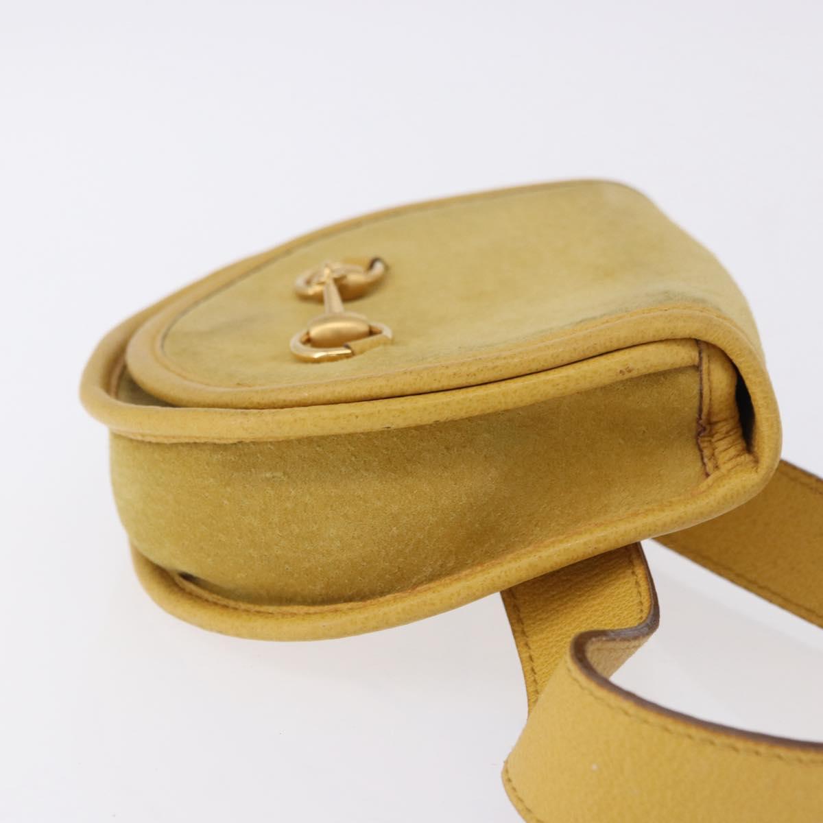 GUCCI Horsebit Waist bag Suede Yellow Gold Auth 197772