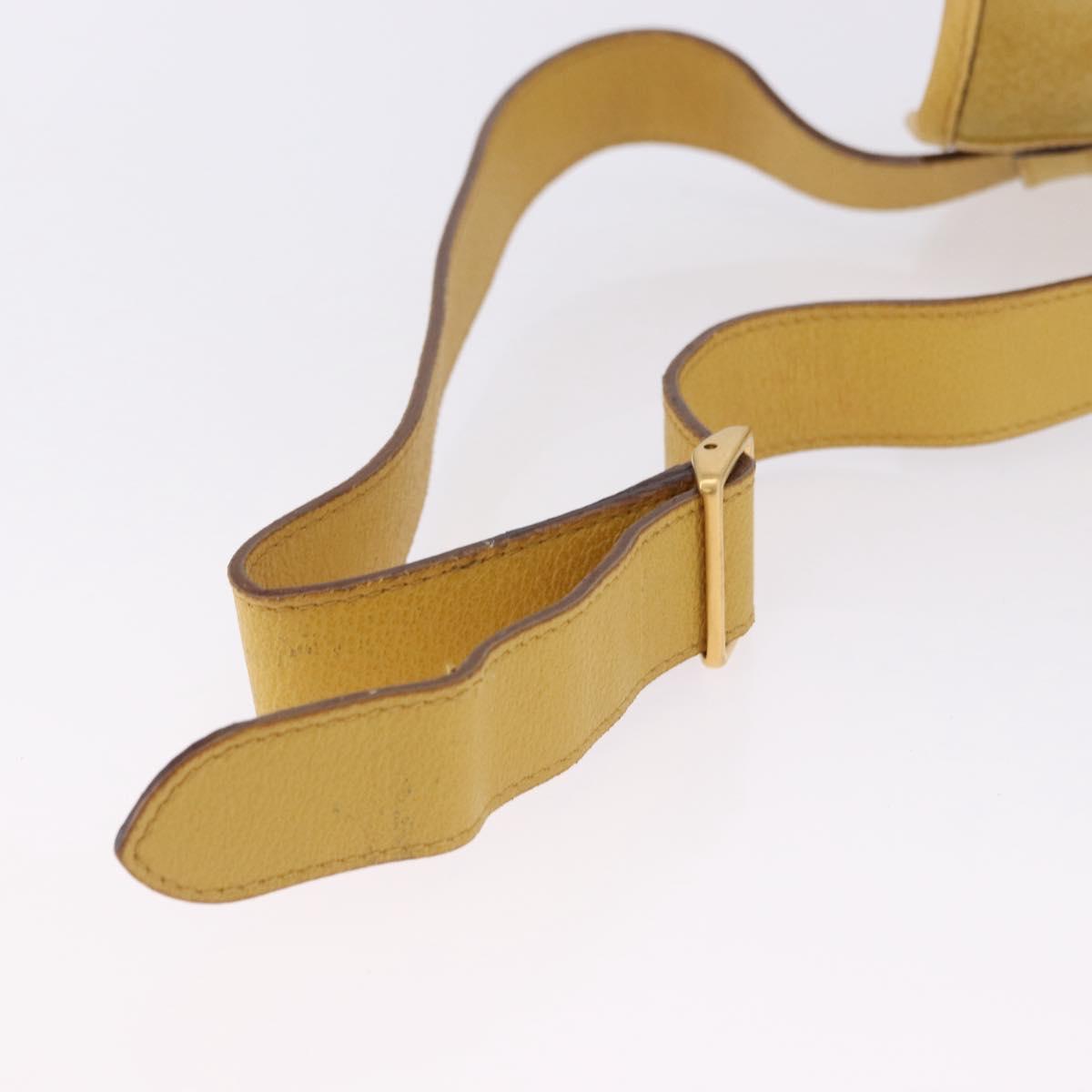 GUCCI Horsebit Waist bag Suede Yellow Gold Auth 197772